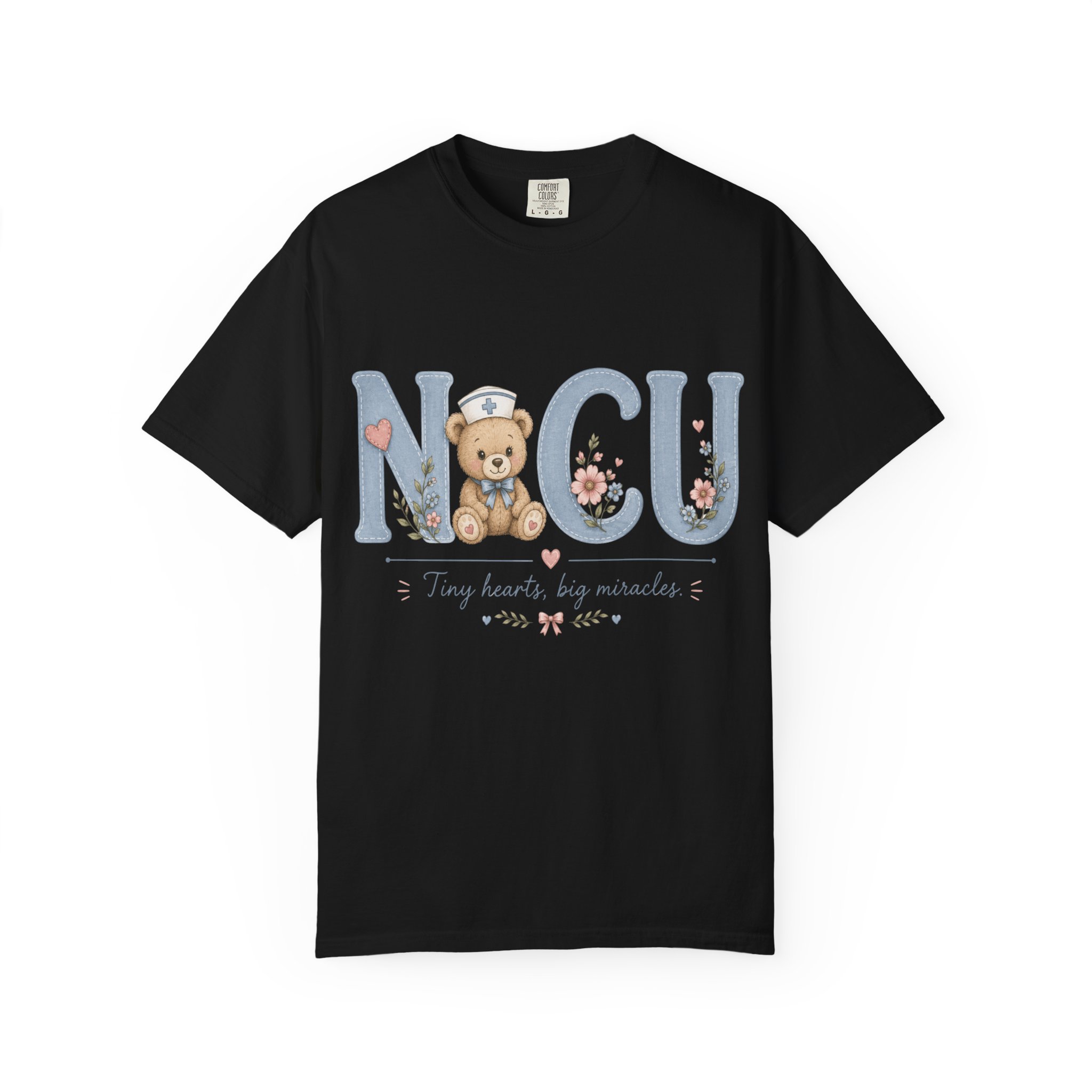 NICU Nurse Shirt Comfort Colors 1717 | Tiny Hearts Big Miracles Teddy Bear Tee | Neonatal Care Unit Gift | Hospital RN Graphic Apparel - Image 15