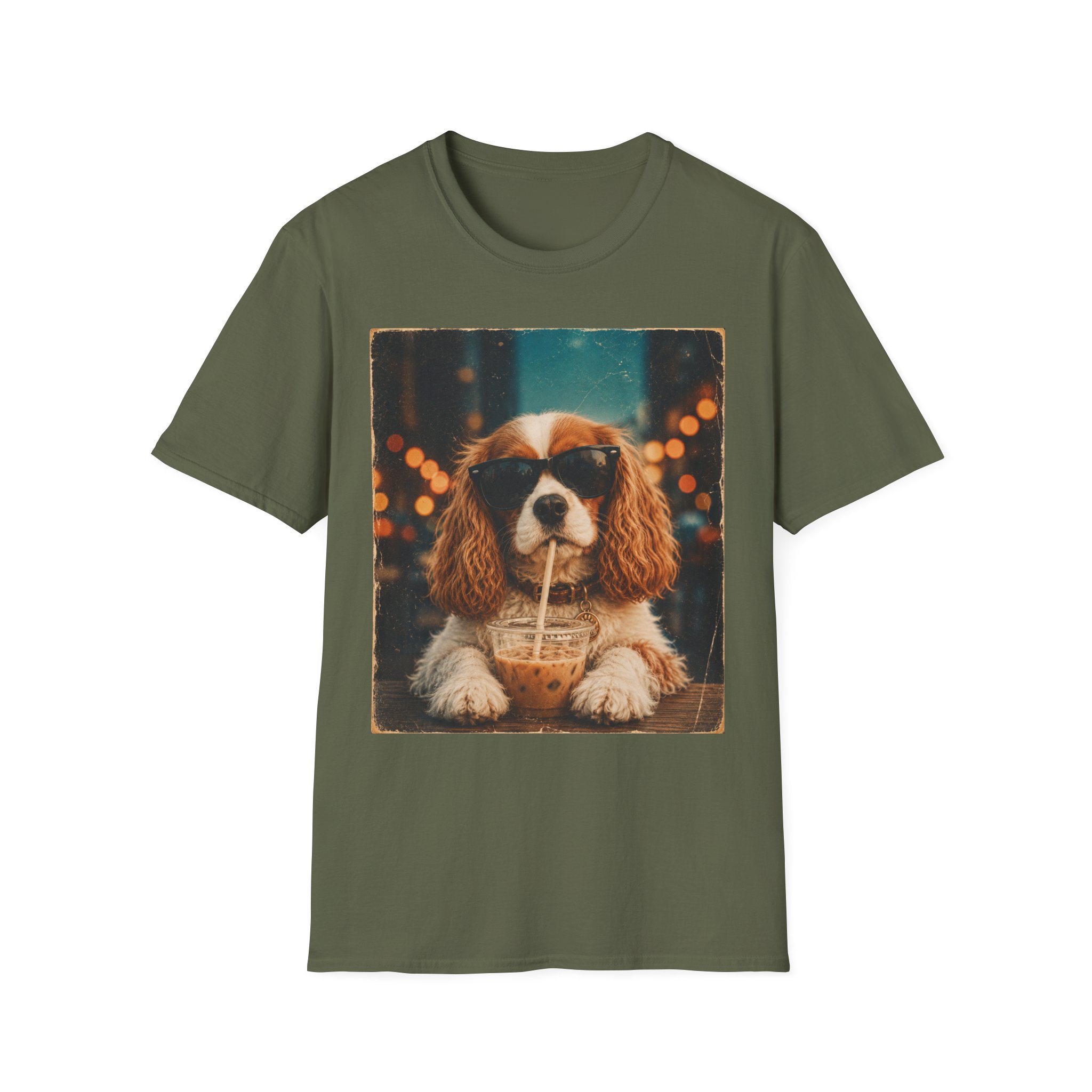 King Charles Spaniel Shirt | Cute Pup Sipping a Straw Graphic Tee - Image 15