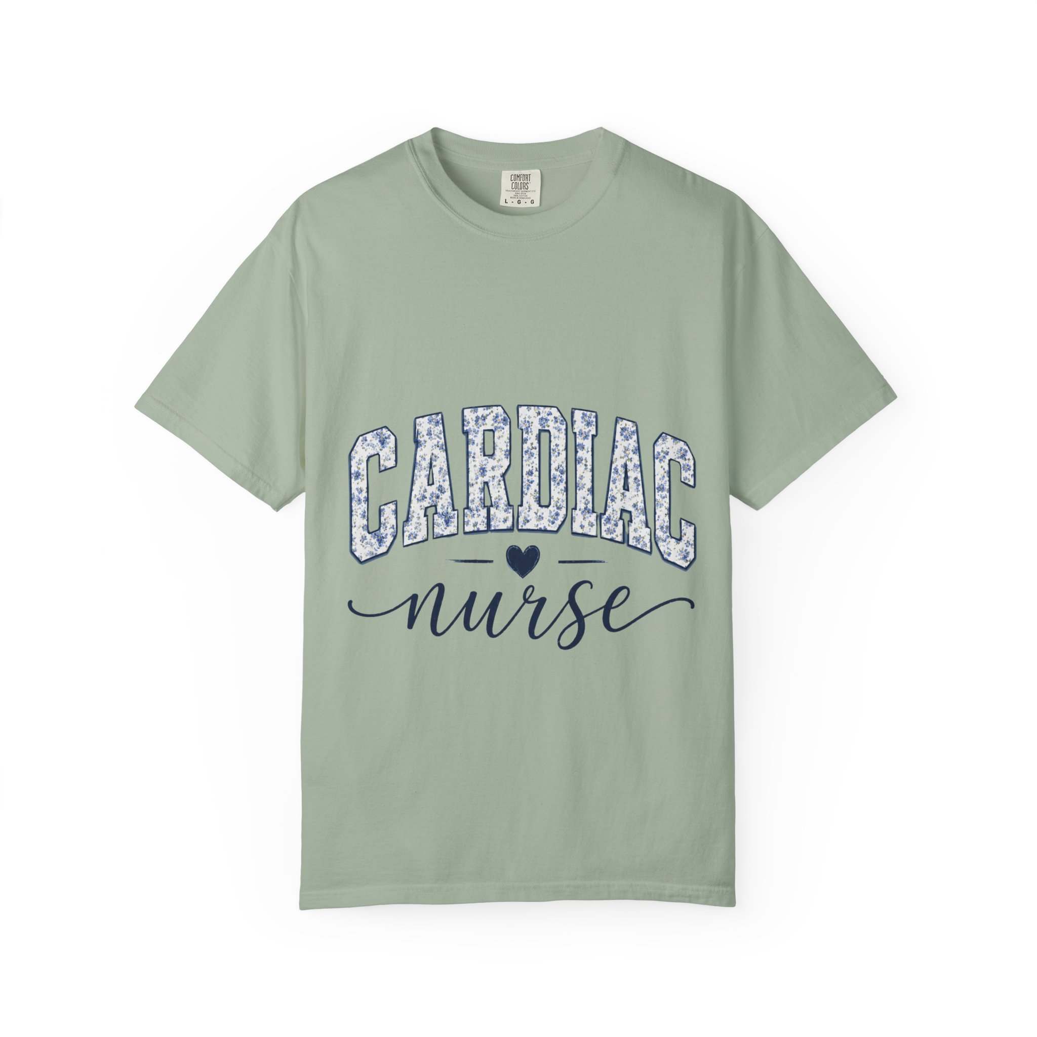 Cardiac Nurse Shirt - Bold Floral Block Letter Comfort Colors Medical Graphic Tee - Image 7