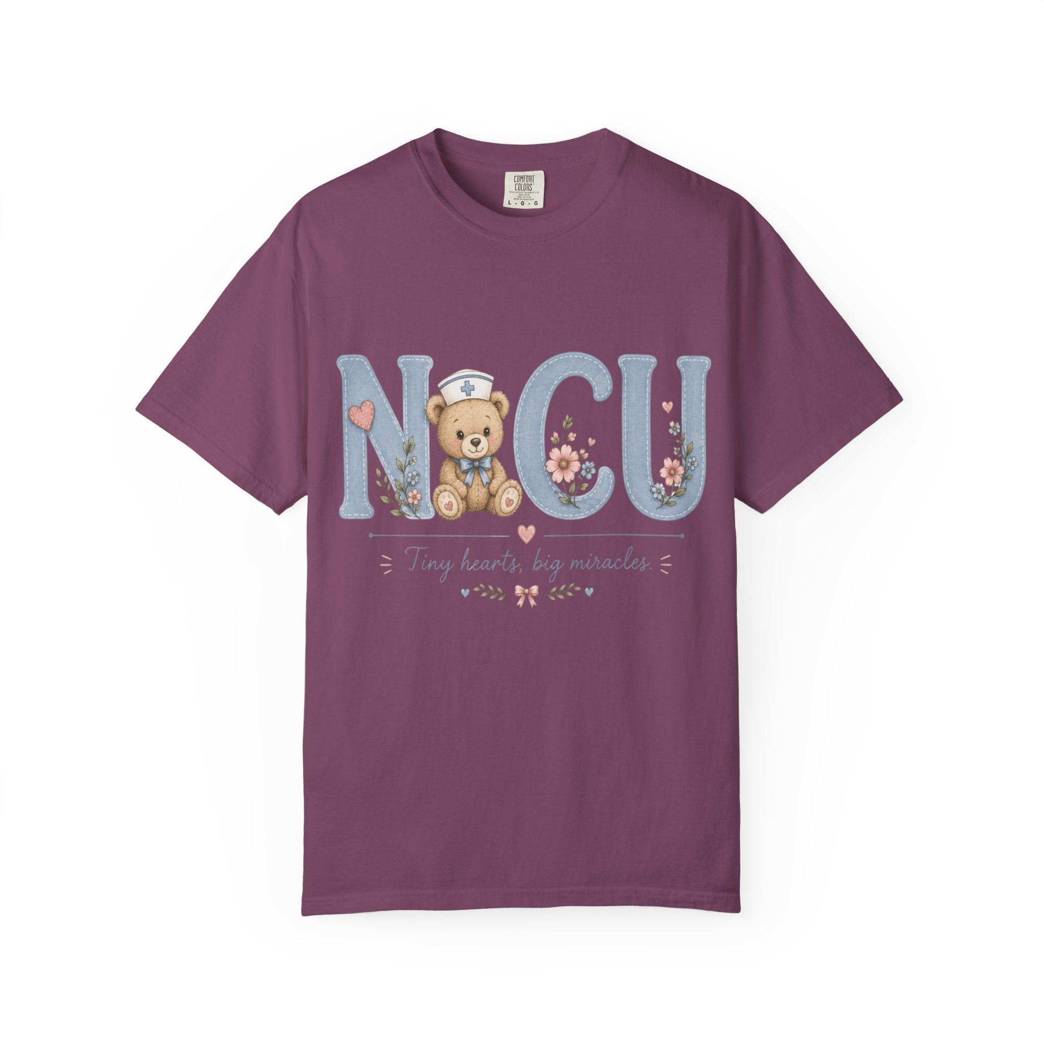 NICU Nurse Shirt Comfort Colors 1717 | Tiny Hearts Big Miracles Teddy Bear Tee | Neonatal Care Unit Gift | Hospital RN Graphic Apparel - Image 19