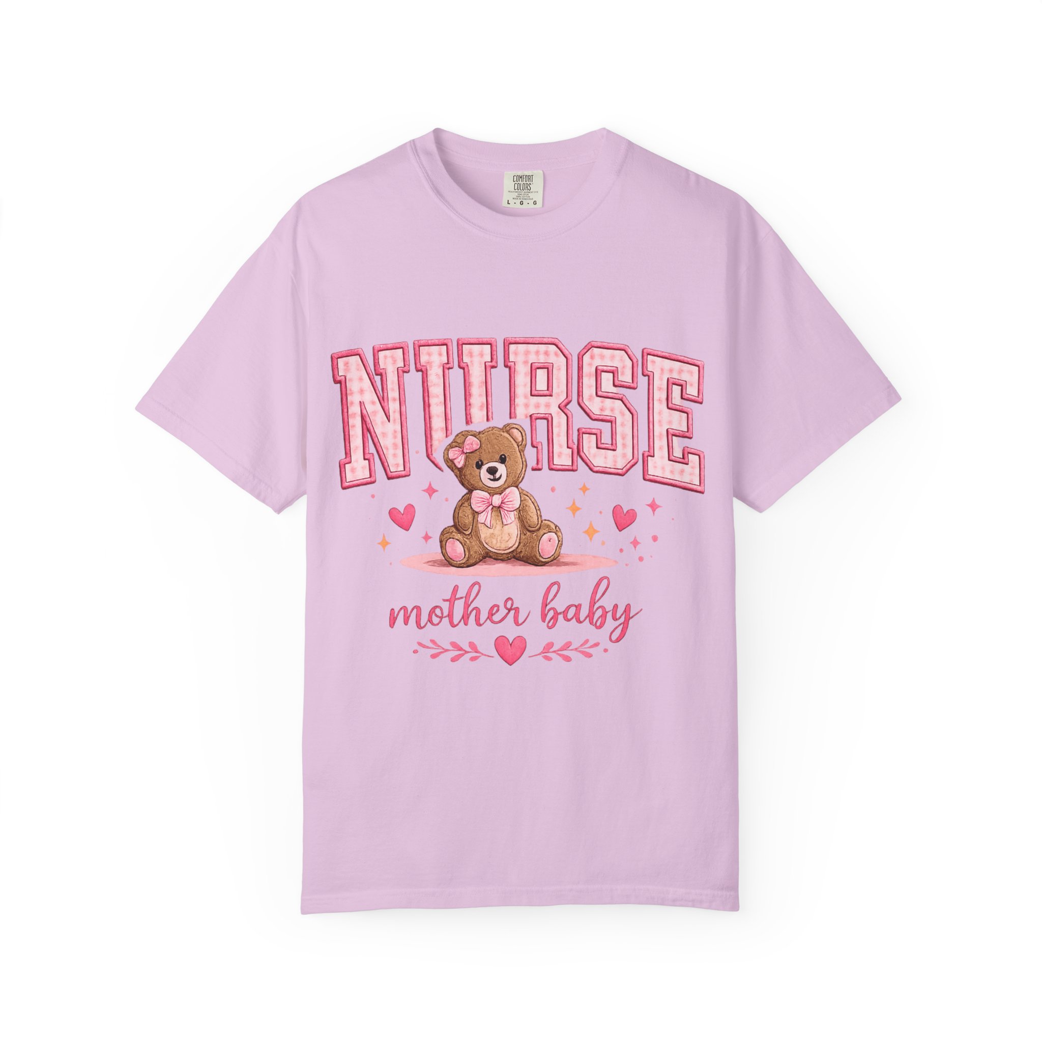 Mother Baby Nurse Shirt - Cute Teddy Bear Postpartum Comfort Colors Graphic Tee - Image 17