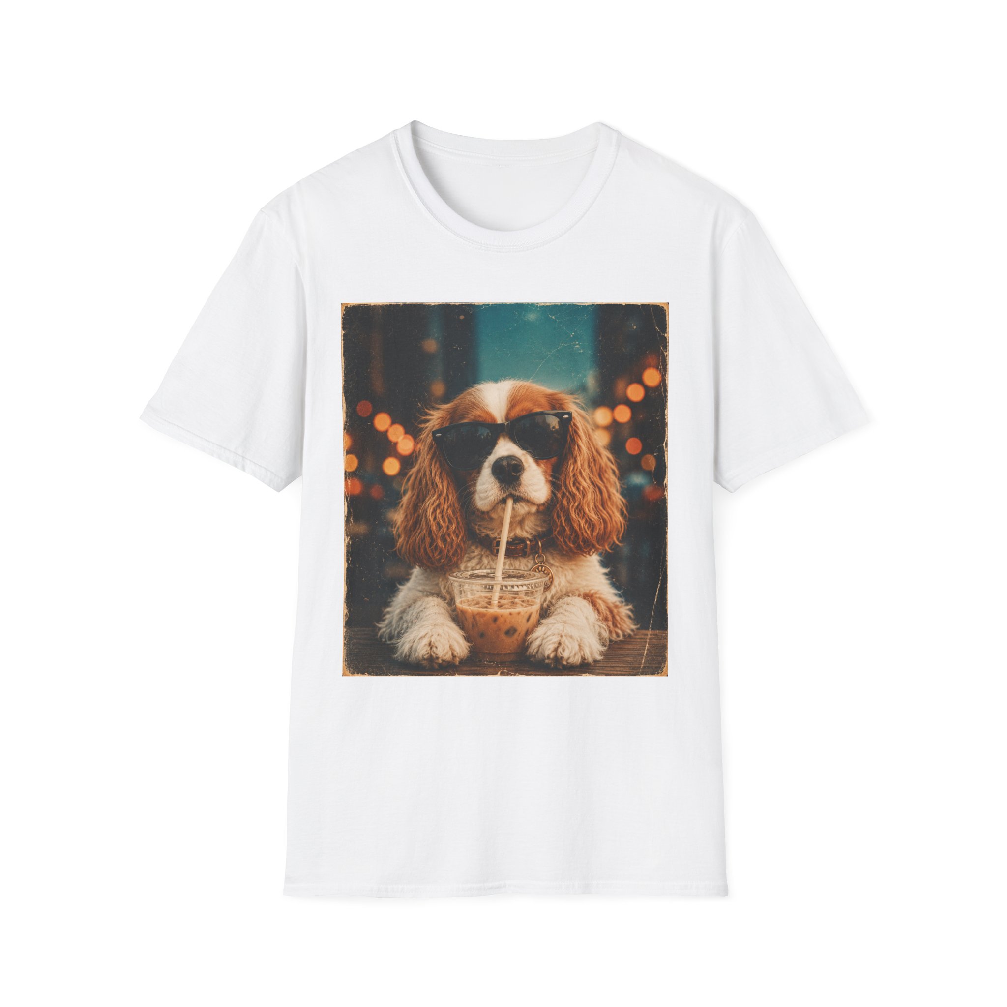 King Charles Spaniel Shirt | Cute Pup Sipping a Straw Graphic Tee - Image 3
