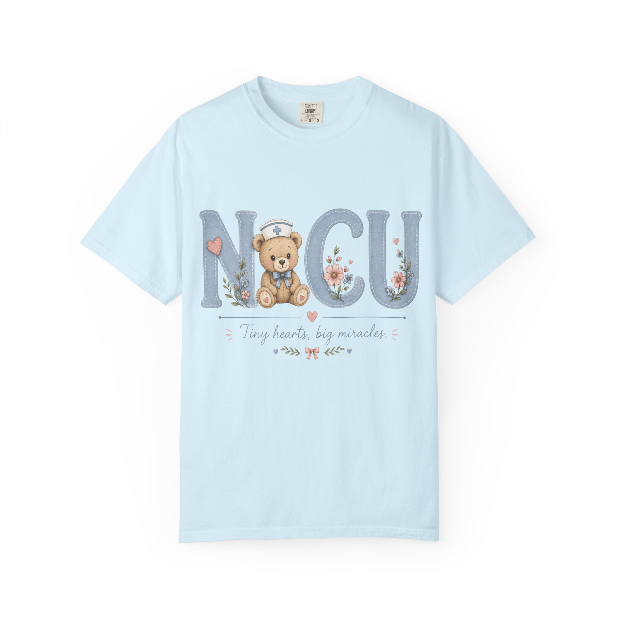 NICU Nurse Shirt Comfort Colors 1717 | Tiny Hearts Big Miracles Teddy Bear Tee | Neonatal Care Unit Gift | Hospital RN Graphic Apparel - Image 11