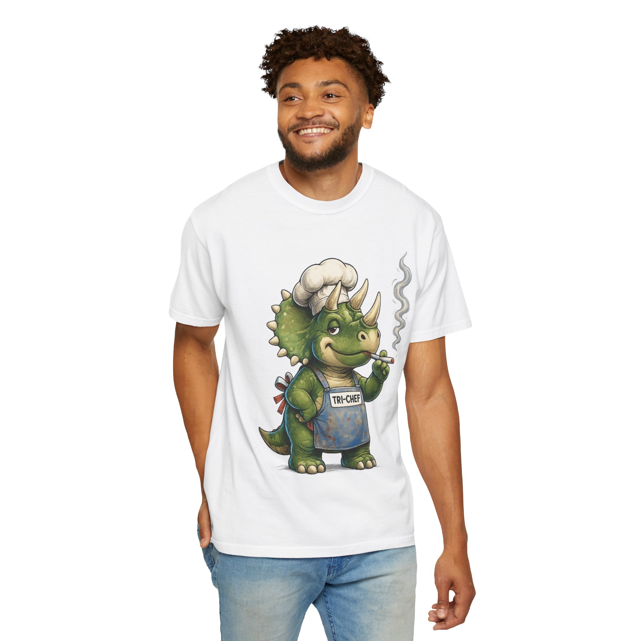 Tri Chef Shirt, Triceratops Chef Tee, Funny Dinosaur Chef Shirt, Funny Triceratops Comfort Colors 1717 T-Shirt - Image 5