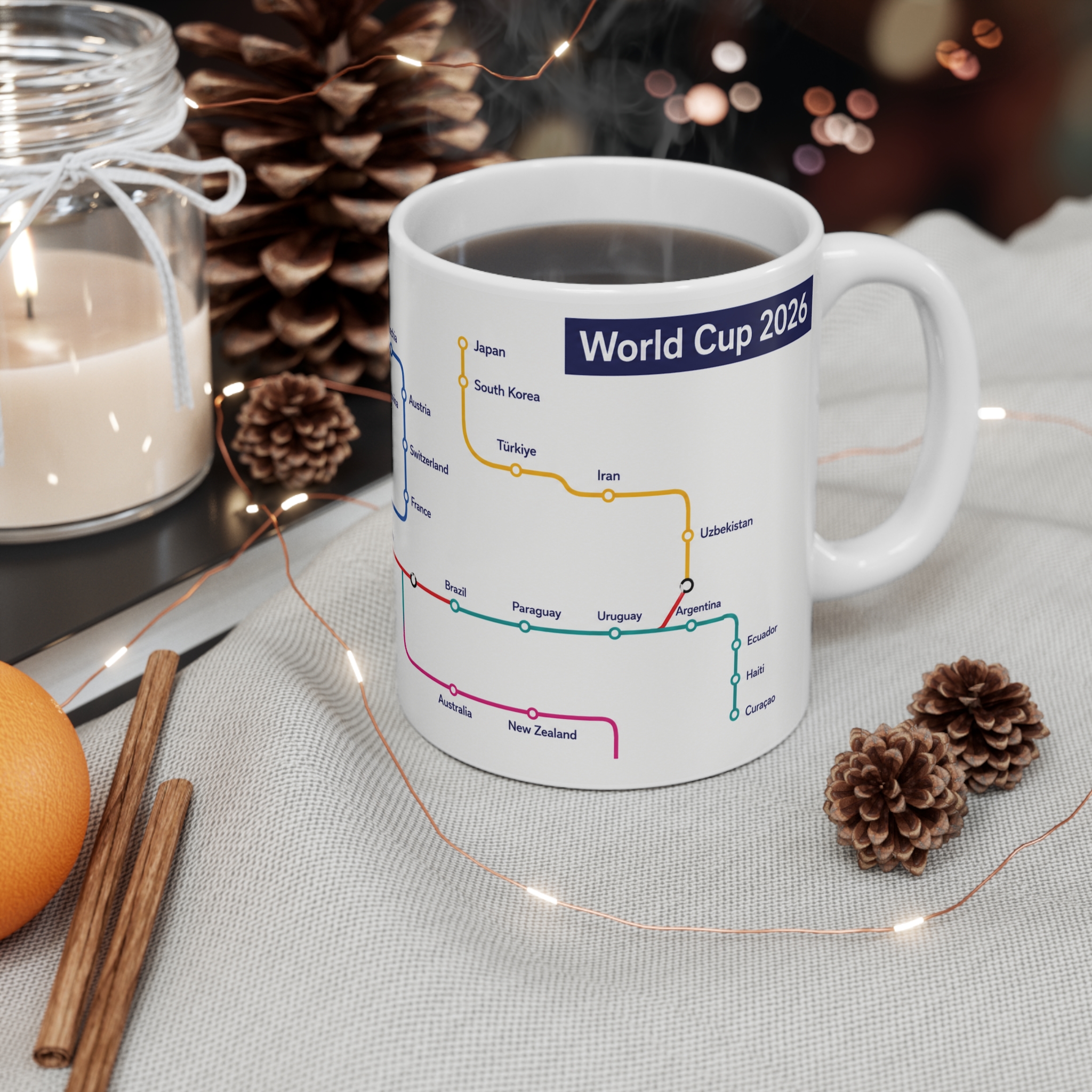 World Travel Map Mug - Team and Country Subway Line Map 11oz - Image 4