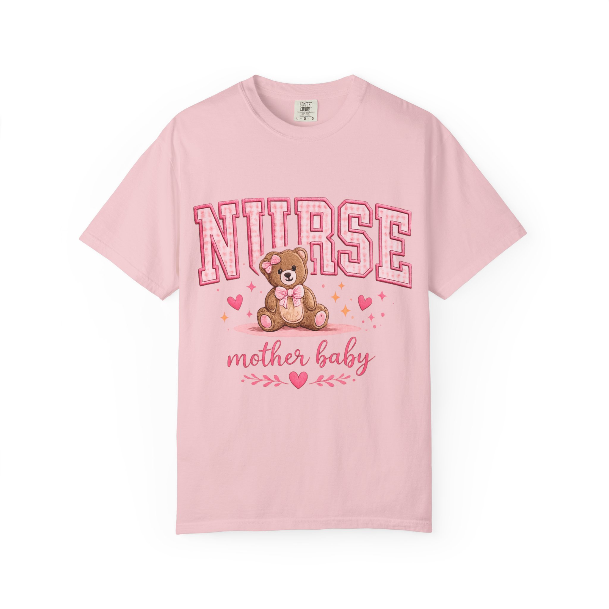Mother Baby Nurse Shirt - Cute Teddy Bear Postpartum Comfort Colors Graphic Tee - Image 18