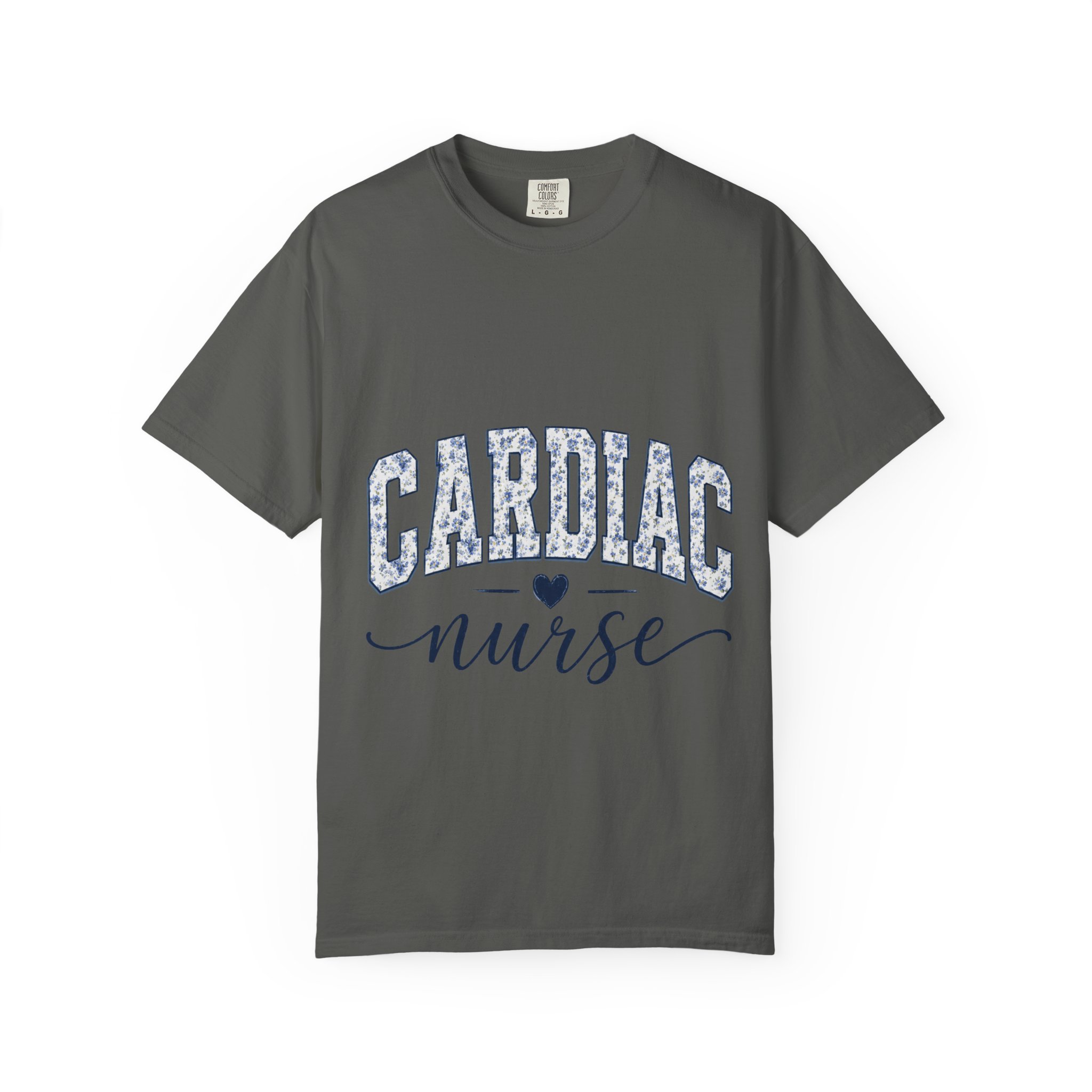 Cardiac Nurse Shirt - Bold Floral Block Letter Comfort Colors Medical Graphic Tee - Image 6