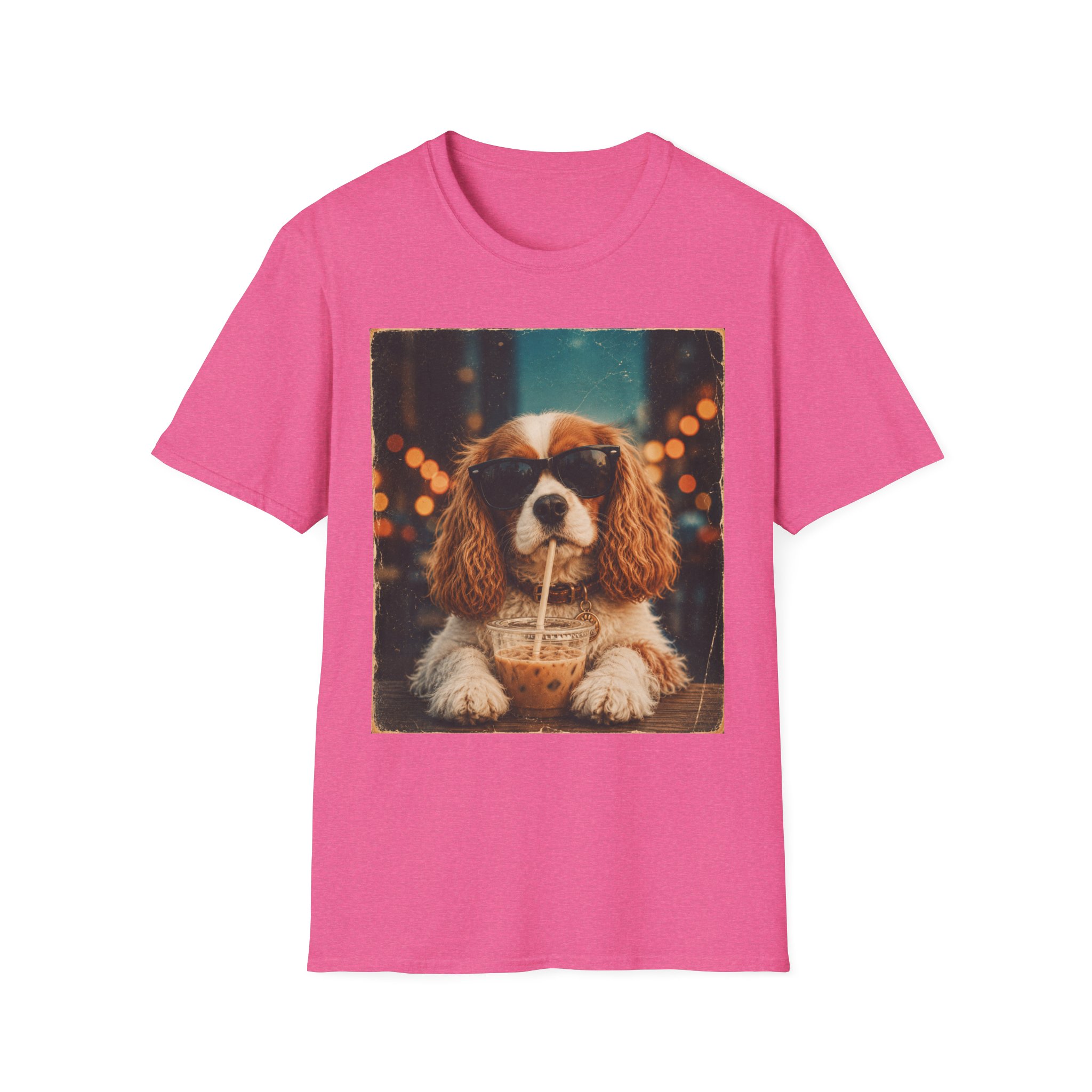 King Charles Spaniel Shirt | Cute Pup Sipping a Straw Graphic Tee - Image 35