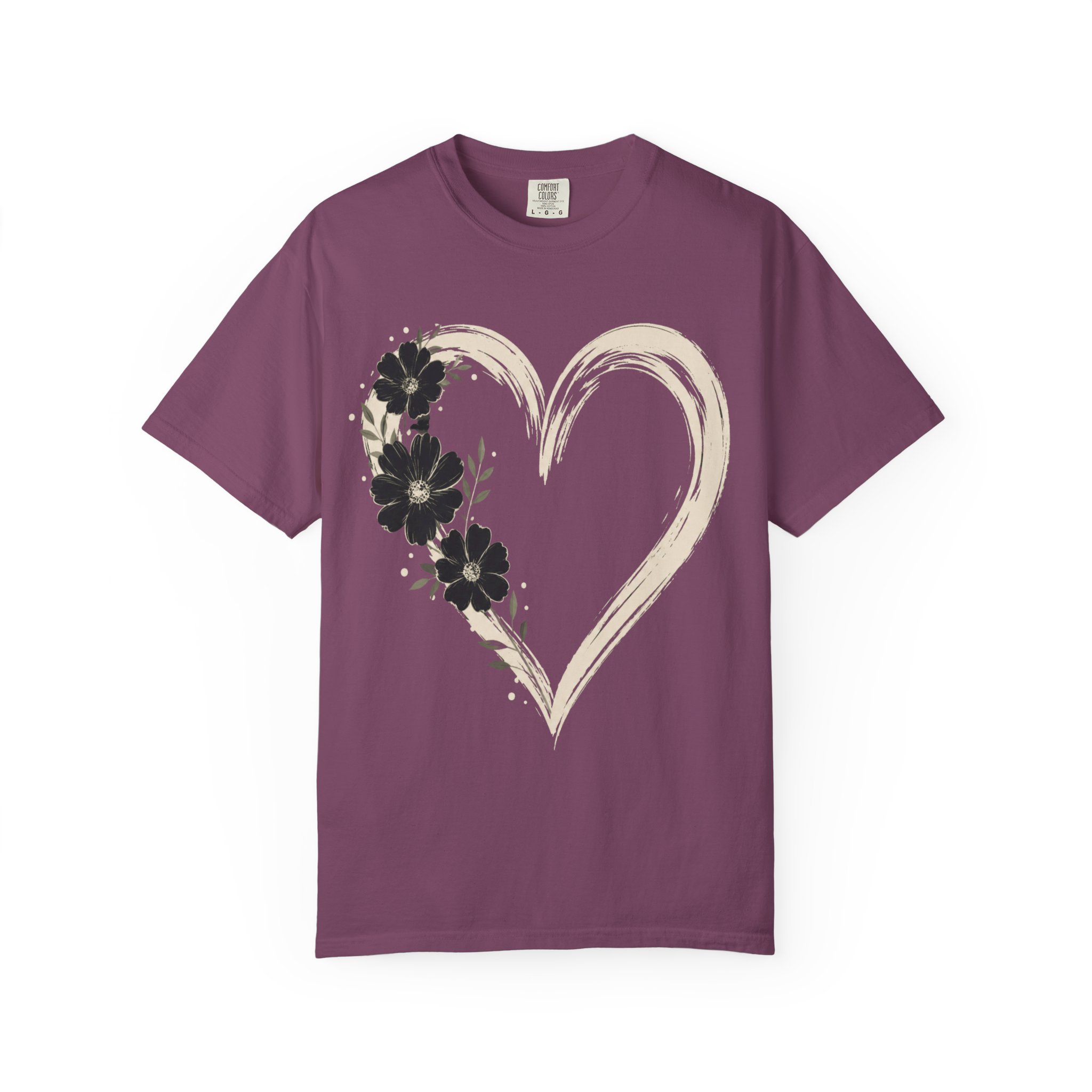 Botanical Heart Floral T-Shirt — Hand-Drawn Flower Heart Design - Image 14