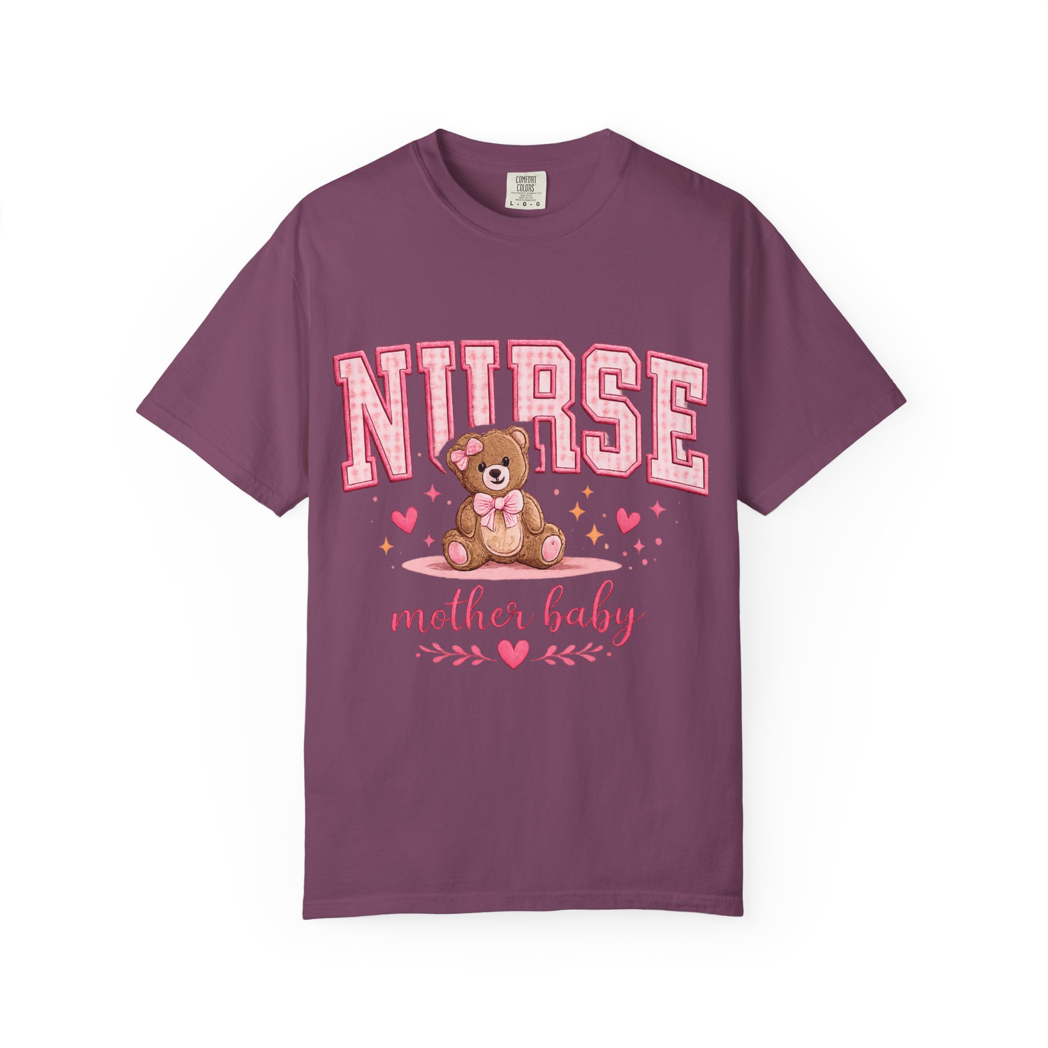 Mother Baby Nurse Shirt - Cute Teddy Bear Postpartum Comfort Colors Graphic Tee - Image 19