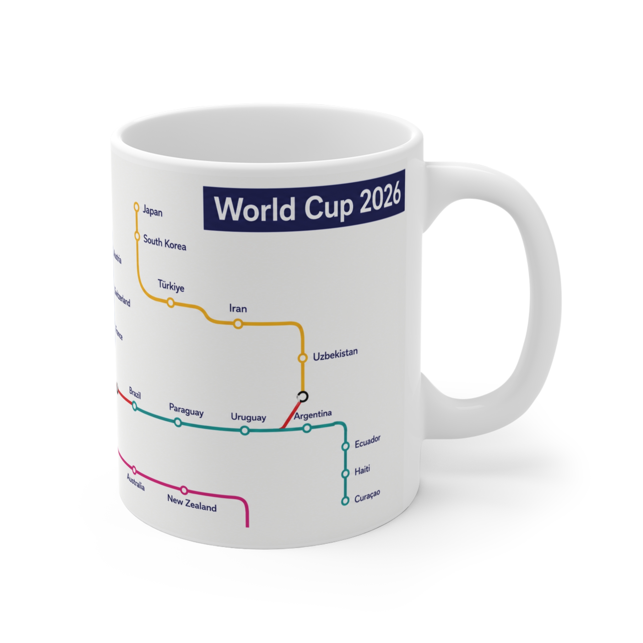 World Travel Map Mug - Team and Country Subway Line Map 11oz - Image 3