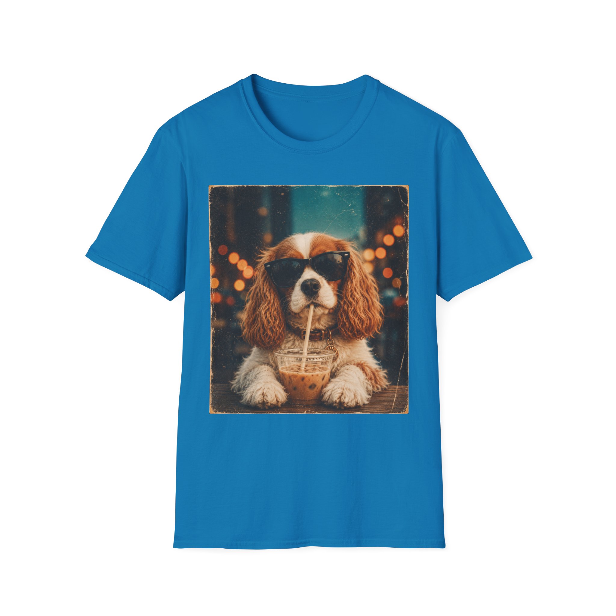 King Charles Spaniel Shirt | Cute Pup Sipping a Straw Graphic Tee - Image 23