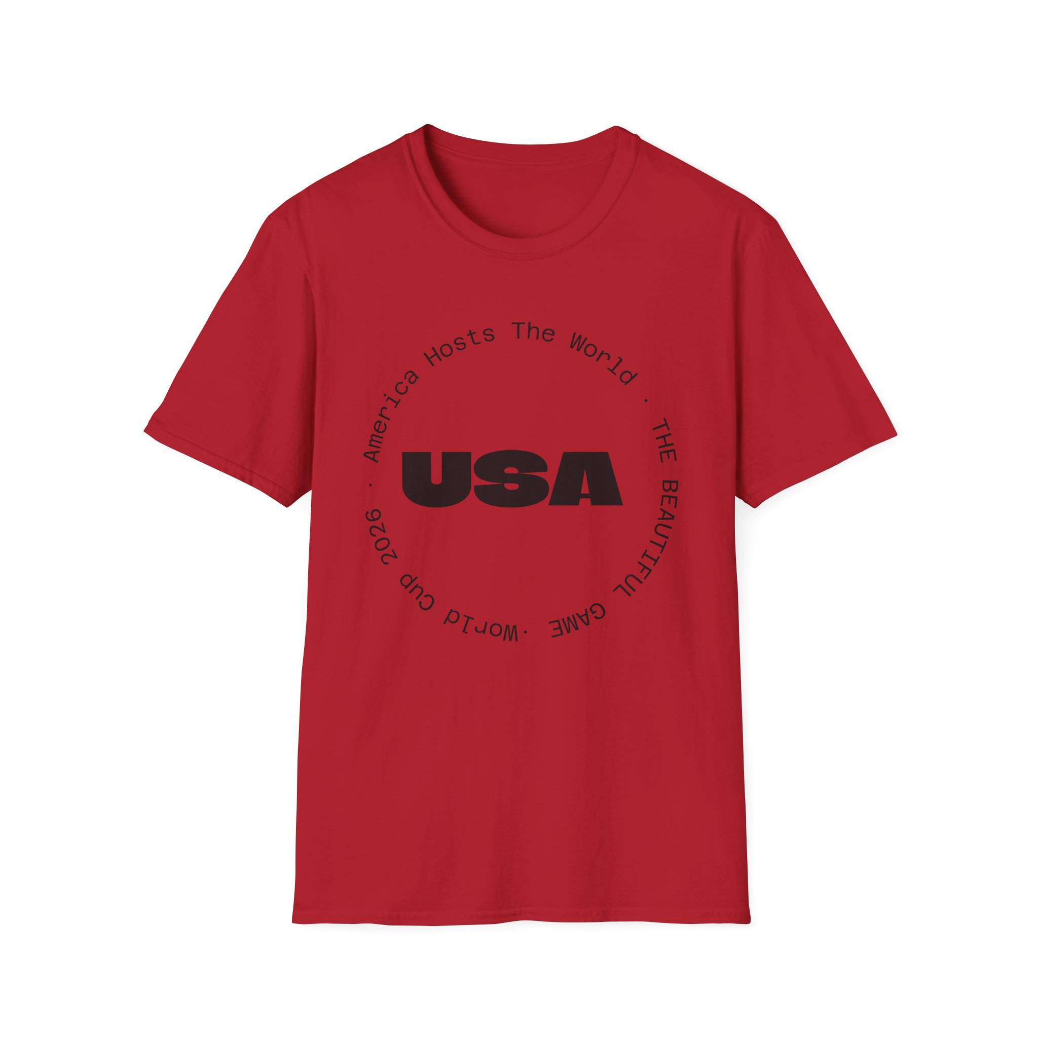 USA Graphic T‑Shirt — 'America Hosts The World' Circular Text Patriotic Tee - Image 36
