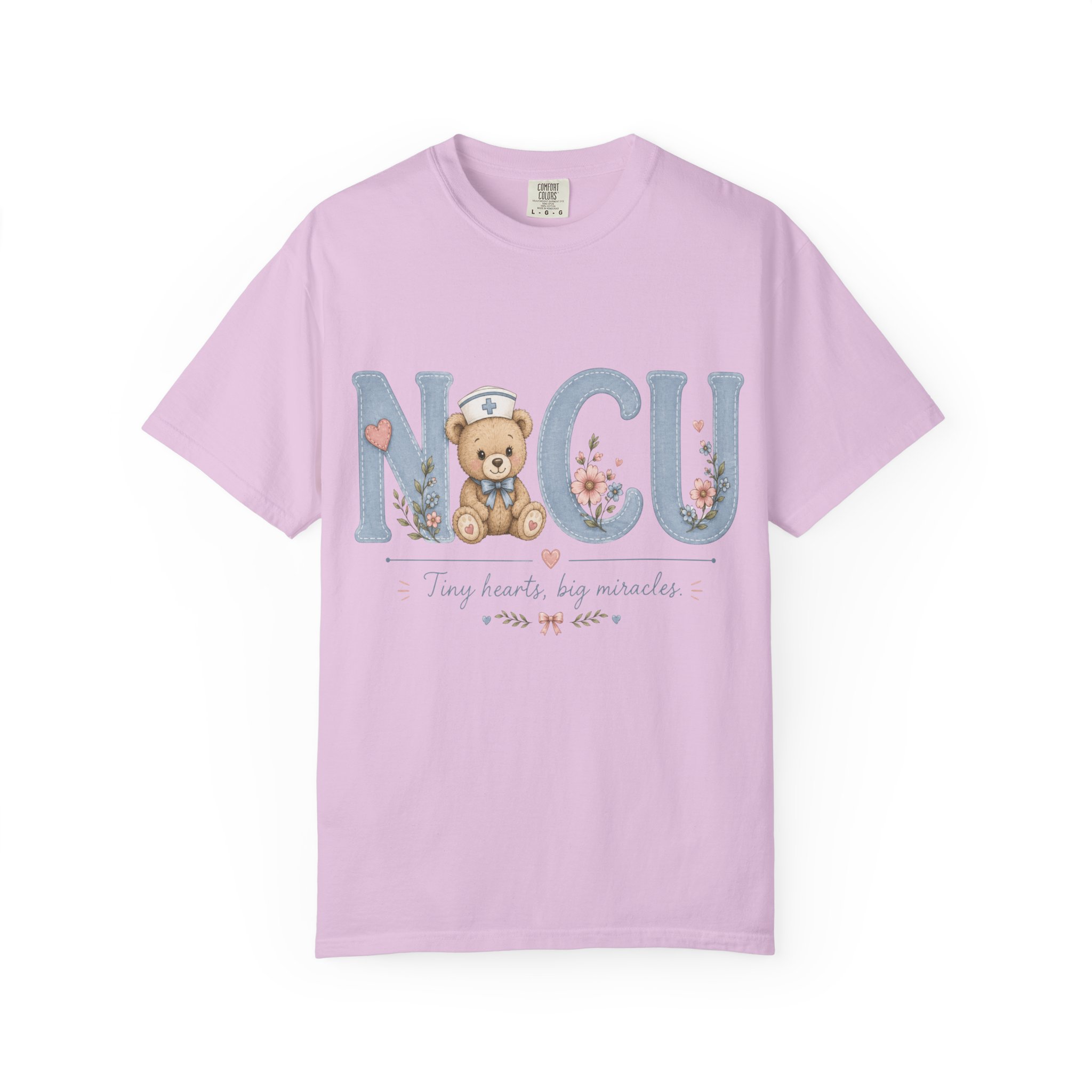 NICU Nurse Shirt Comfort Colors 1717 | Tiny Hearts Big Miracles Teddy Bear Tee | Neonatal Care Unit Gift | Hospital RN Graphic Apparel - Image 17