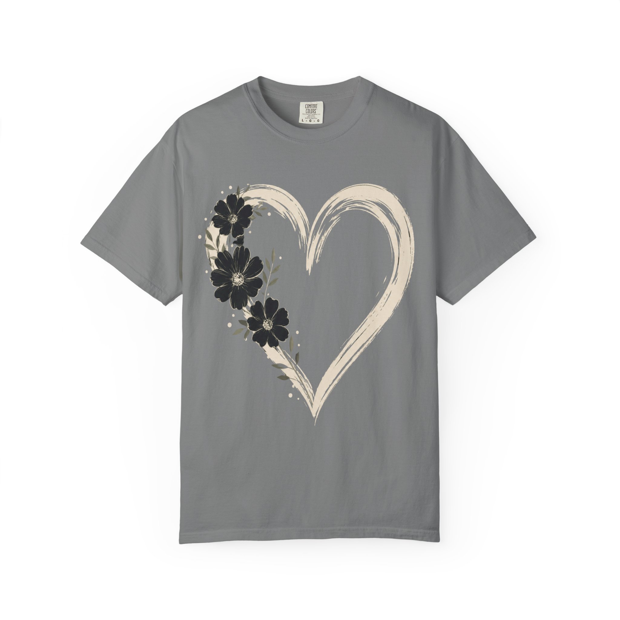 Botanical Heart Floral T-Shirt — Hand-Drawn Flower Heart Design - Image 9