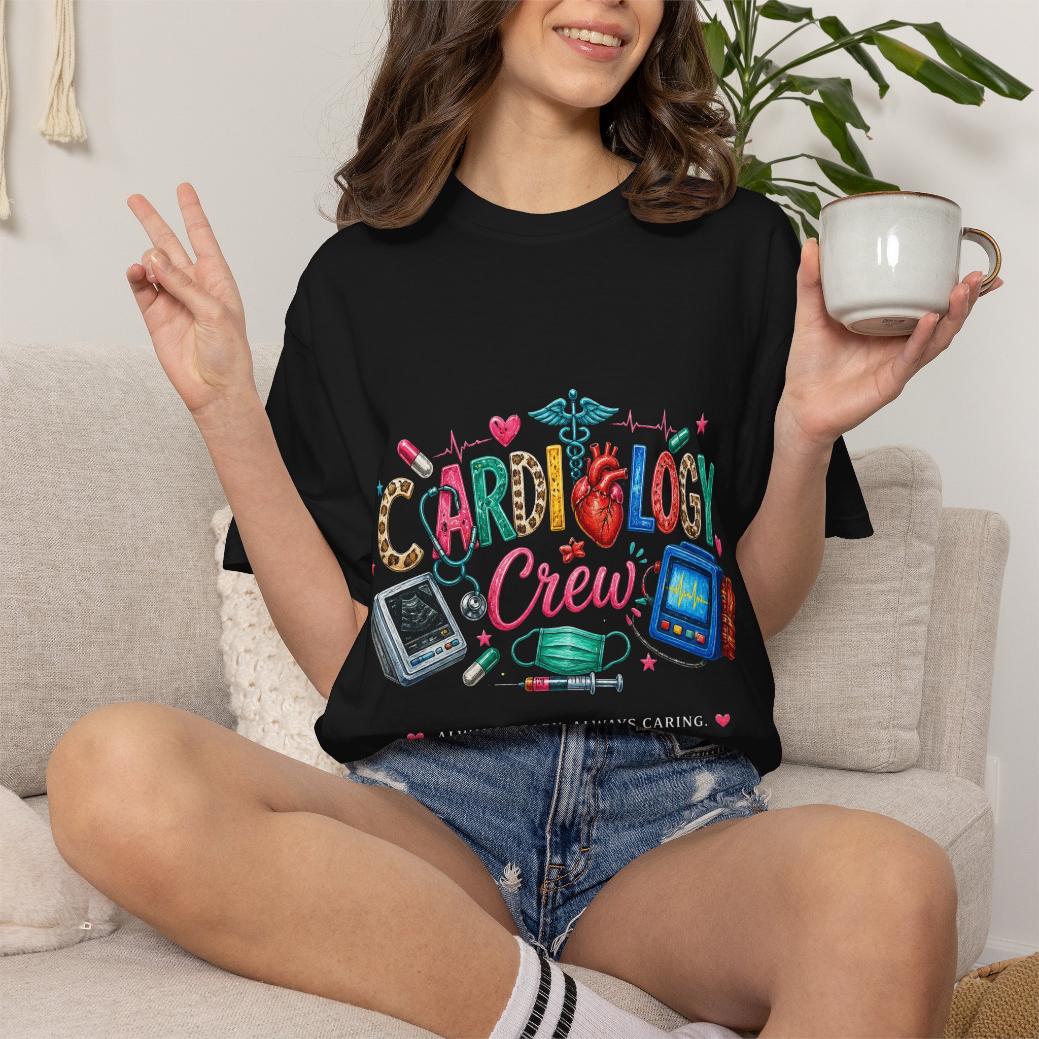 Cardiology Crew Medical Professional Illustration T-shirt | Doctor Nurse Heartbeat Tee - Image 13