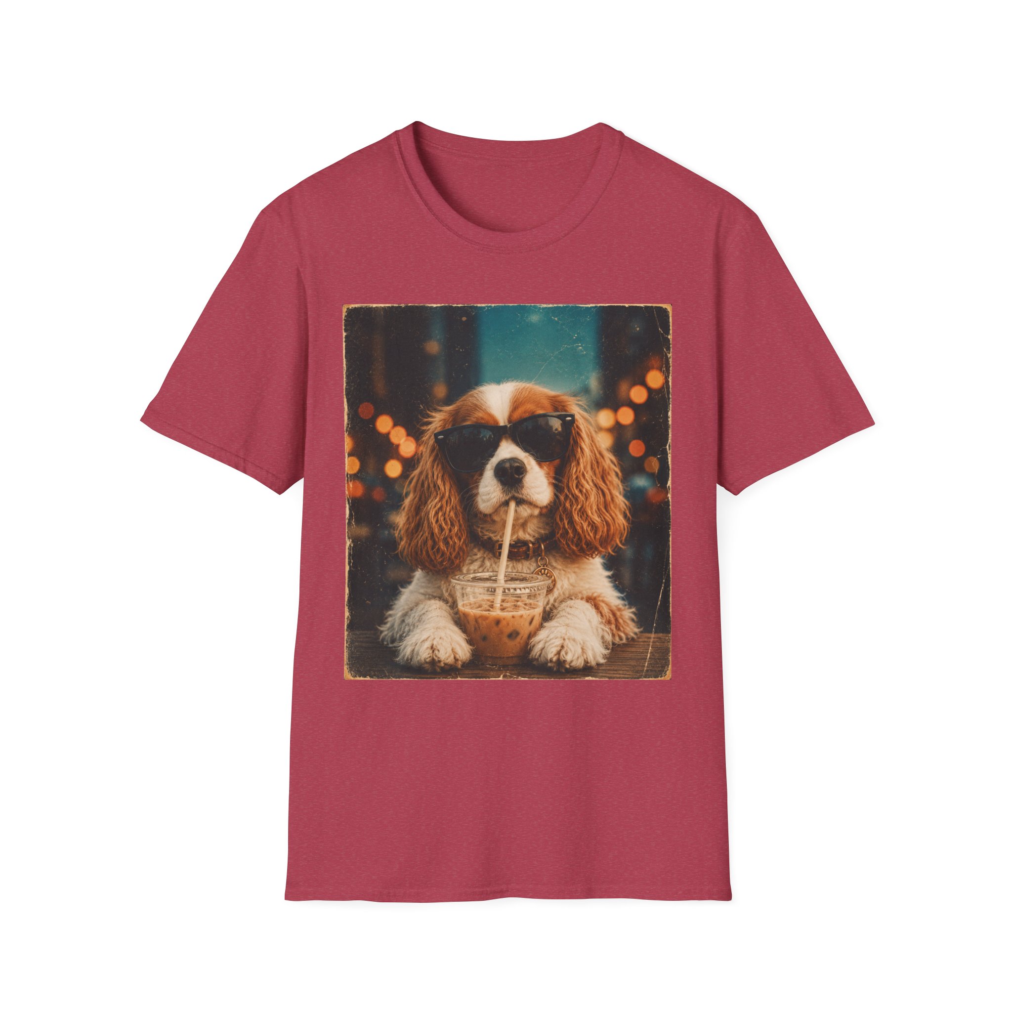 King Charles Spaniel Shirt | Cute Pup Sipping a Straw Graphic Tee - Image 39