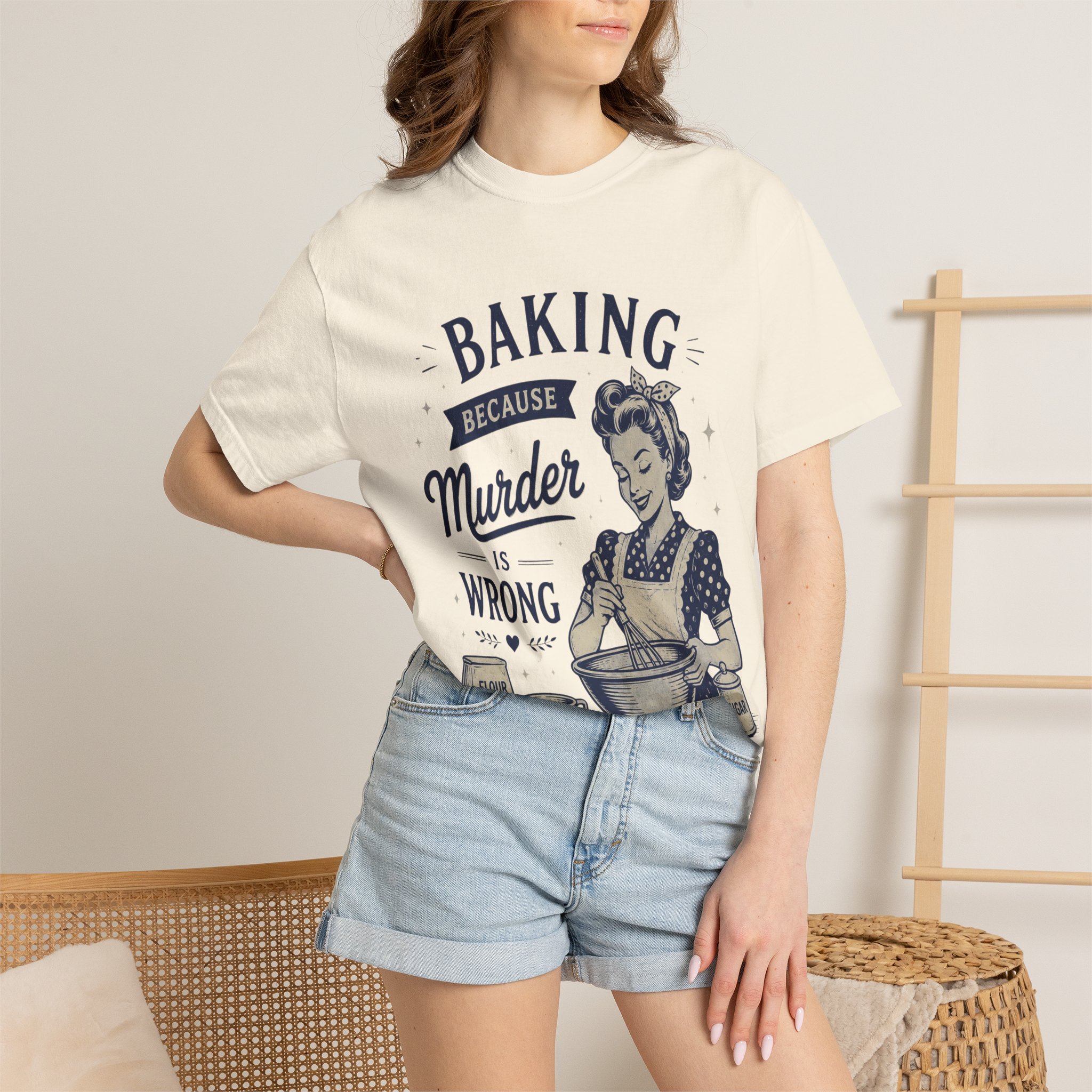 Funny Baking Shirt - Baking Because Murder Is Wrong Comfort Colors Graphic Tee - Image 6