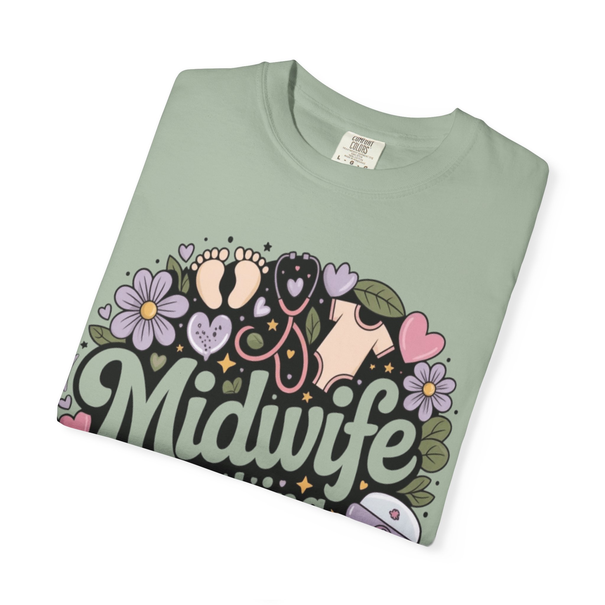 Midwife Catching Dreams T-Shirt — Floral Nurse Midwifery Tee - Image 11