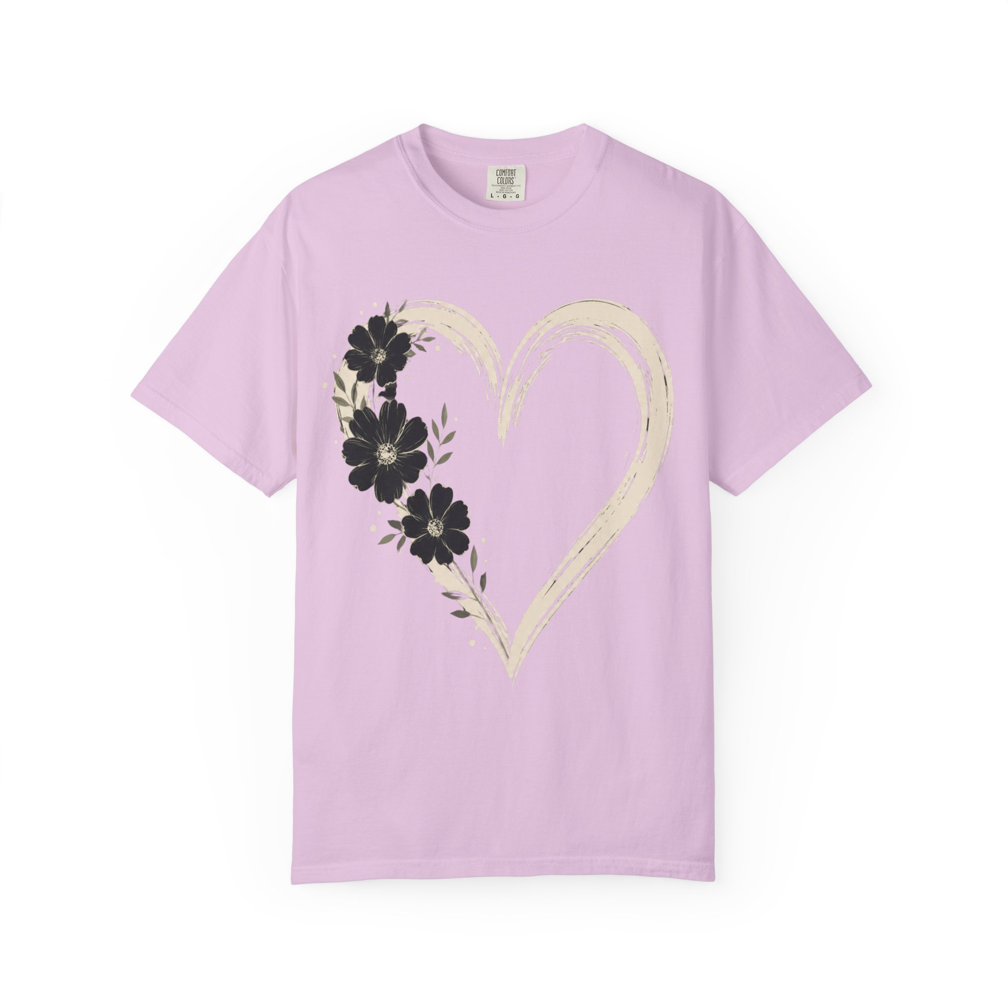Botanical Heart Floral T-Shirt — Hand-Drawn Flower Heart Design - Image 3