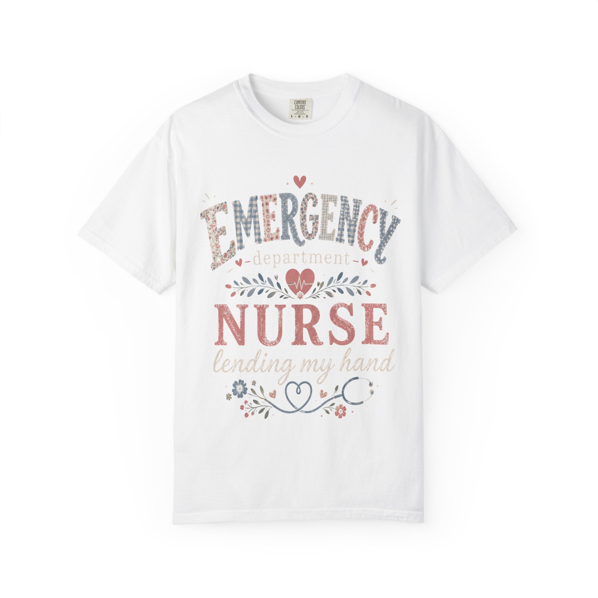 Emergency Department Nurse Shirt - Botanical Floral ER Comfort Colors Graphic Tee - Image 2