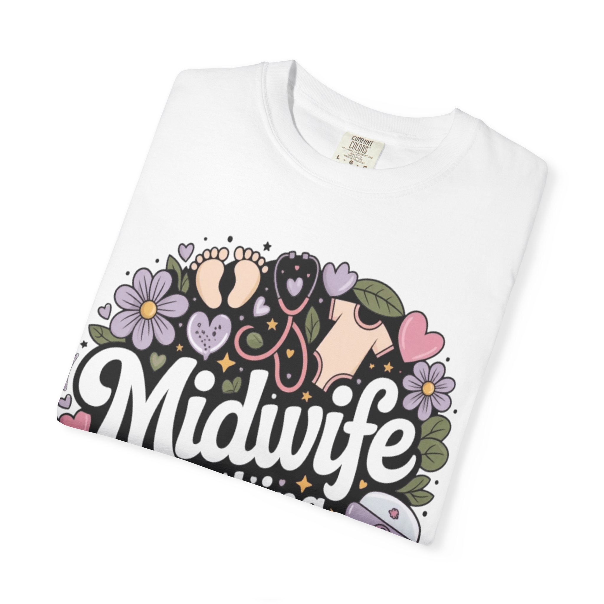 Midwife Catching Dreams T-Shirt — Floral Nurse Midwifery Tee - Image 3
