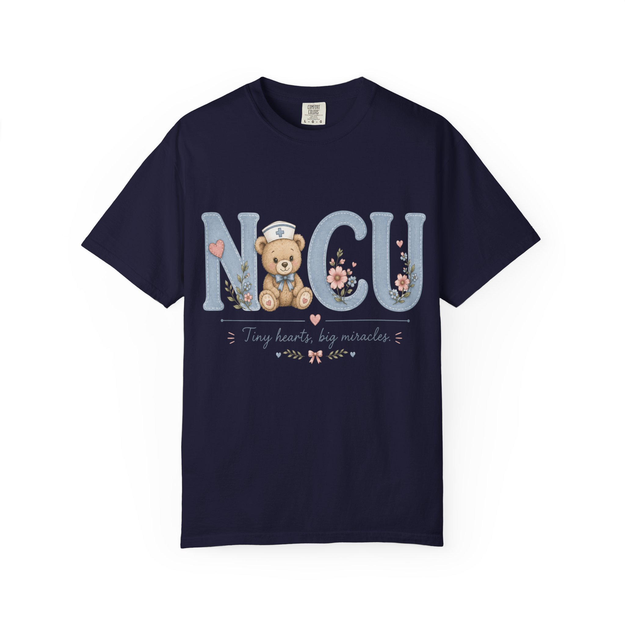 NICU Nurse Shirt Comfort Colors 1717 | Tiny Hearts Big Miracles Teddy Bear Tee | Neonatal Care Unit Gift | Hospital RN Graphic Apparel - Image 13