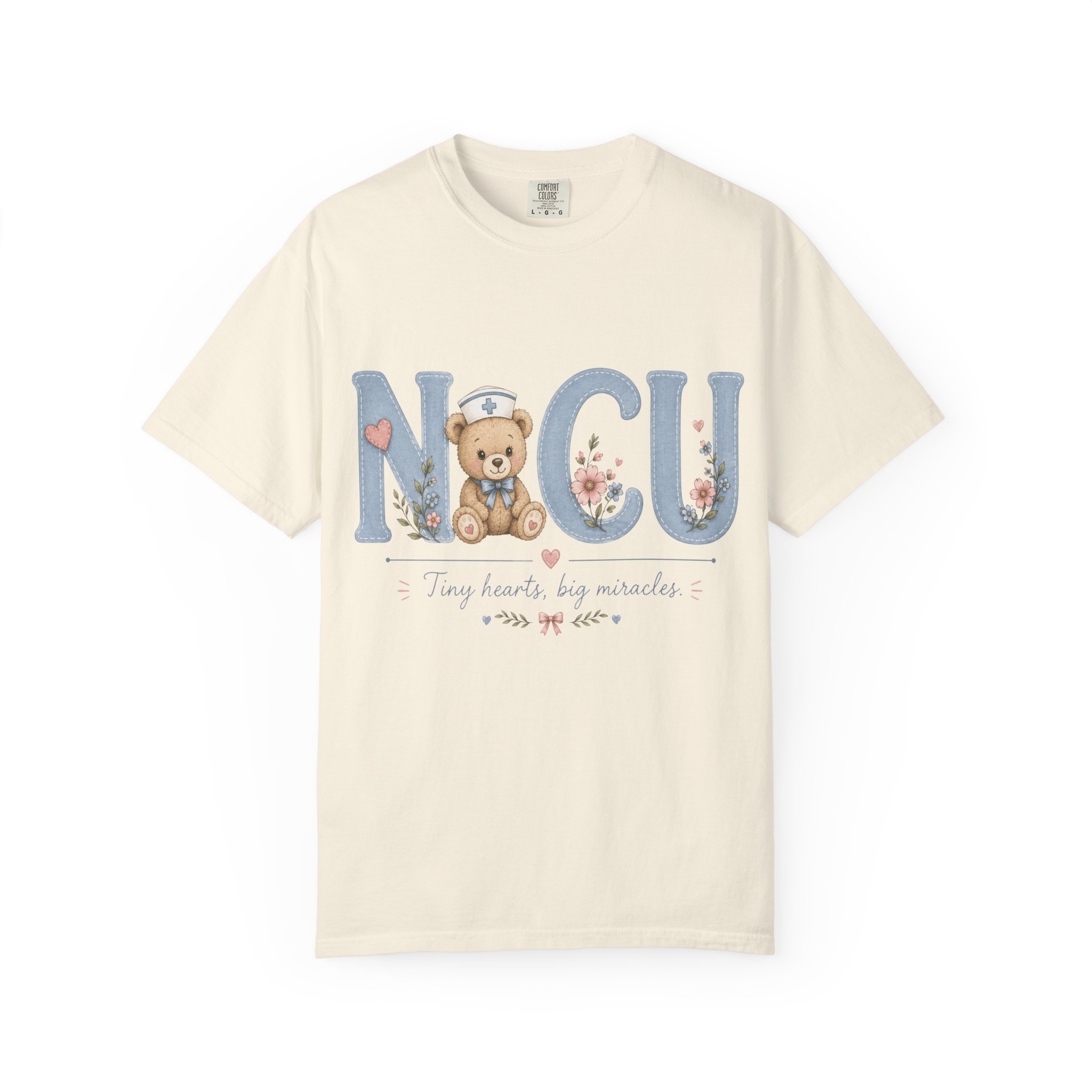 NICU Nurse Shirt Comfort Colors 1717 | Tiny Hearts Big Miracles Teddy Bear Tee | Neonatal Care Unit Gift | Hospital RN Graphic Apparel - Image 5