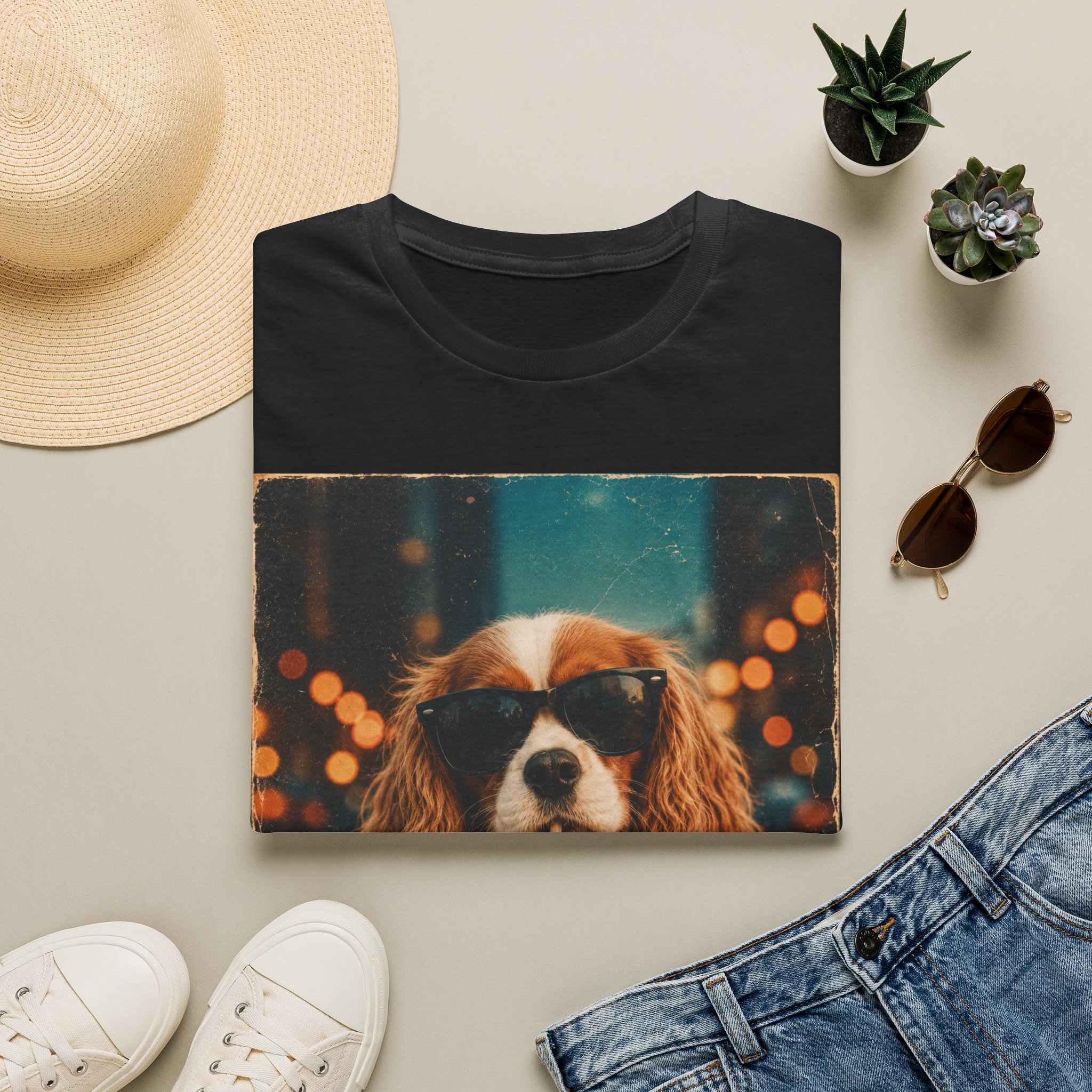 King Charles Spaniel Shirt | Cute Pup Sipping a Straw Graphic Tee - Image 5