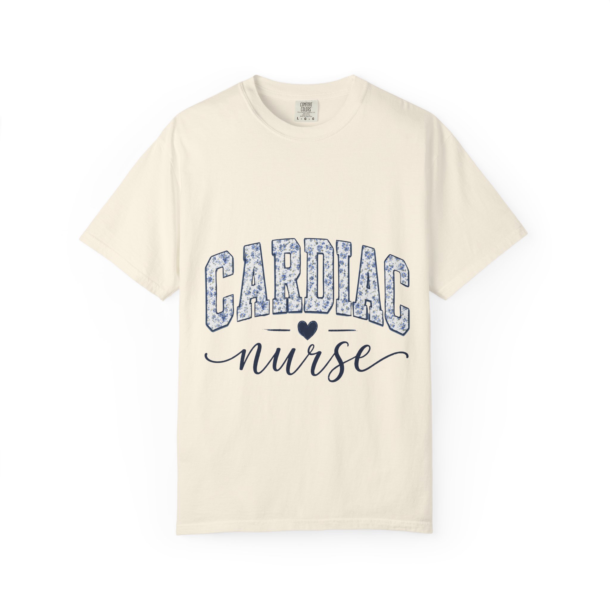 Cardiac Nurse Shirt - Bold Floral Block Letter Comfort Colors Medical Graphic Tee - Image 5