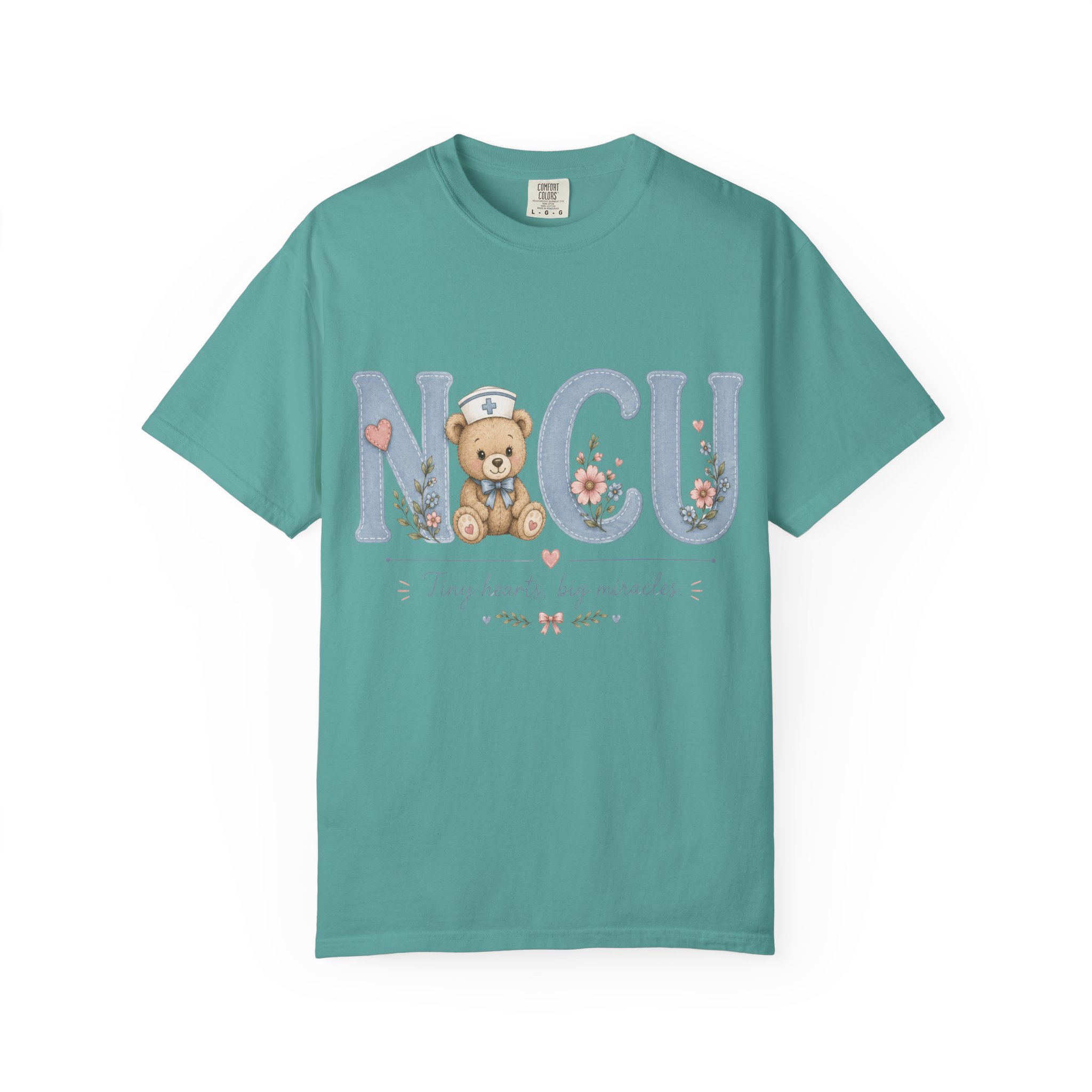 NICU Nurse Shirt Comfort Colors 1717 | Tiny Hearts Big Miracles Teddy Bear Tee | Neonatal Care Unit Gift | Hospital RN Graphic Apparel - Image 10