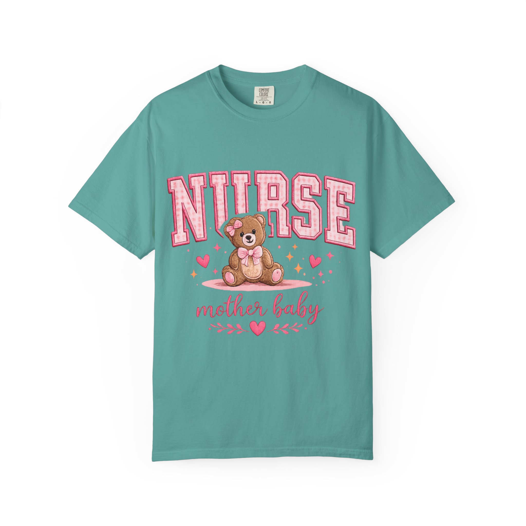 Mother Baby Nurse Shirt - Cute Teddy Bear Postpartum Comfort Colors Graphic Tee - Image 10