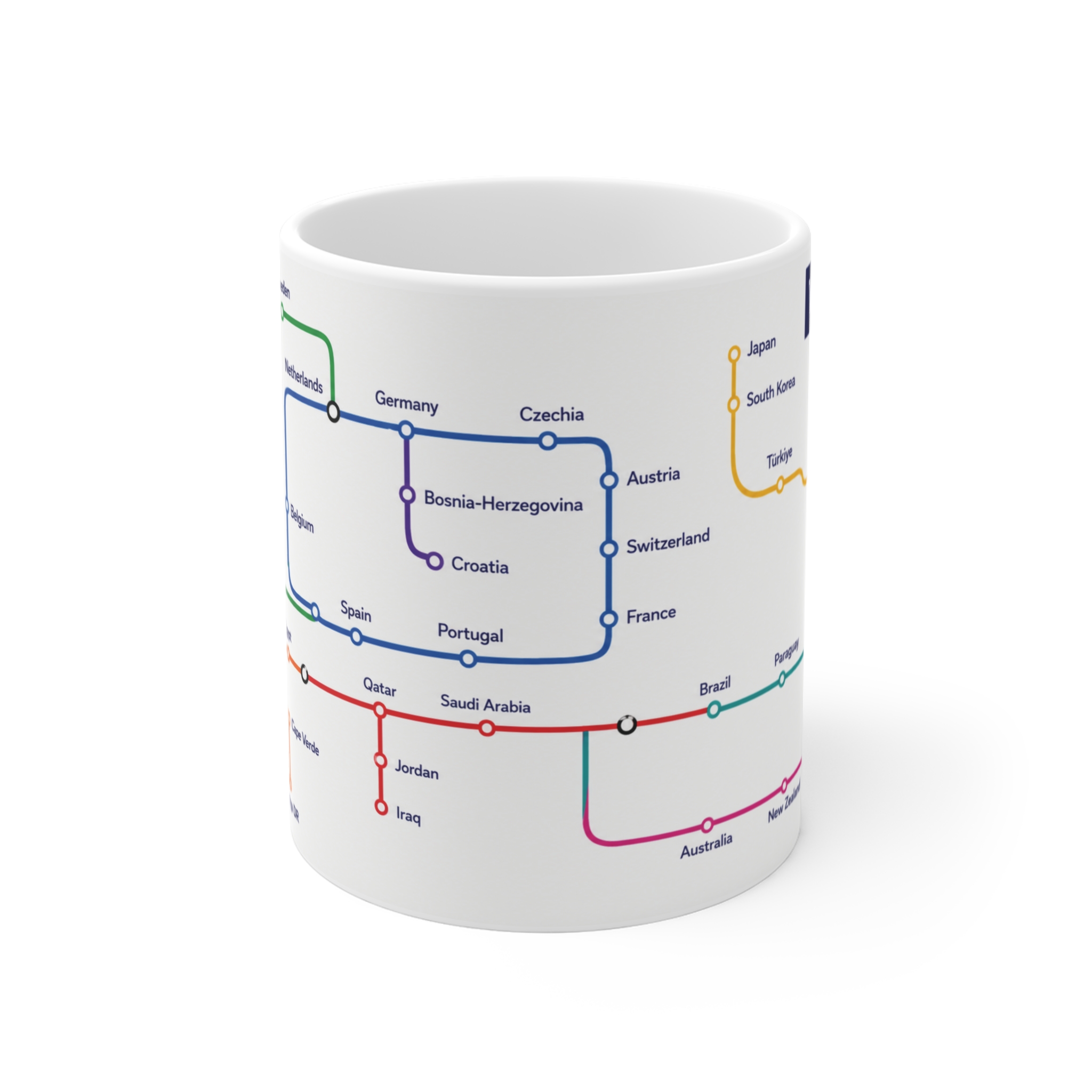 World Travel Map Mug - Team and Country Subway Line Map 11oz