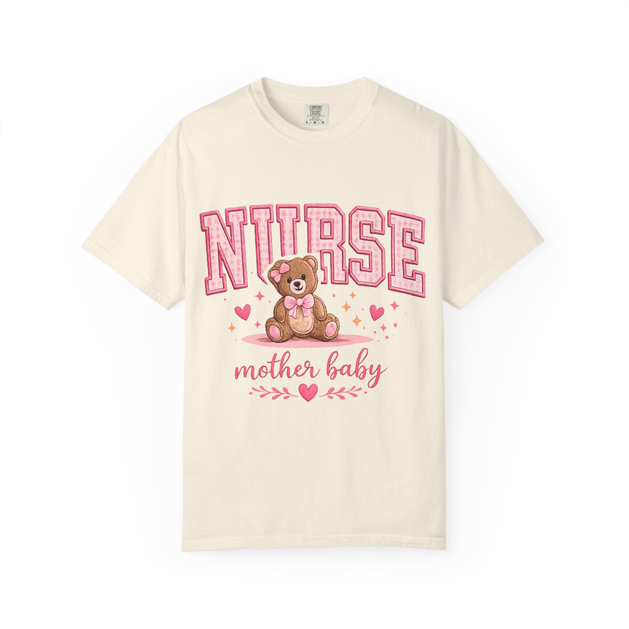 Mother Baby Nurse Shirt - Cute Teddy Bear Postpartum Comfort Colors Graphic Tee - Image 4