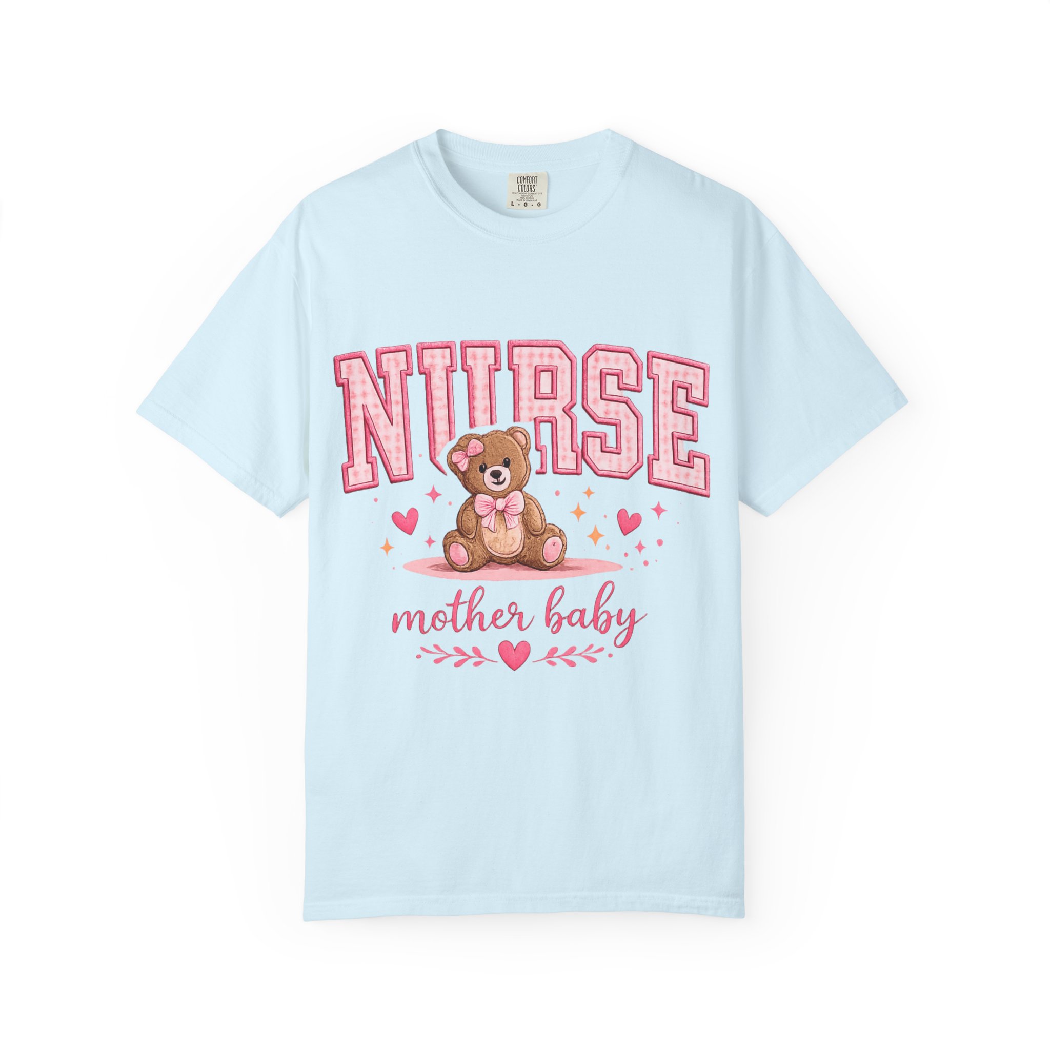 Mother Baby Nurse Shirt - Cute Teddy Bear Postpartum Comfort Colors Graphic Tee - Image 11