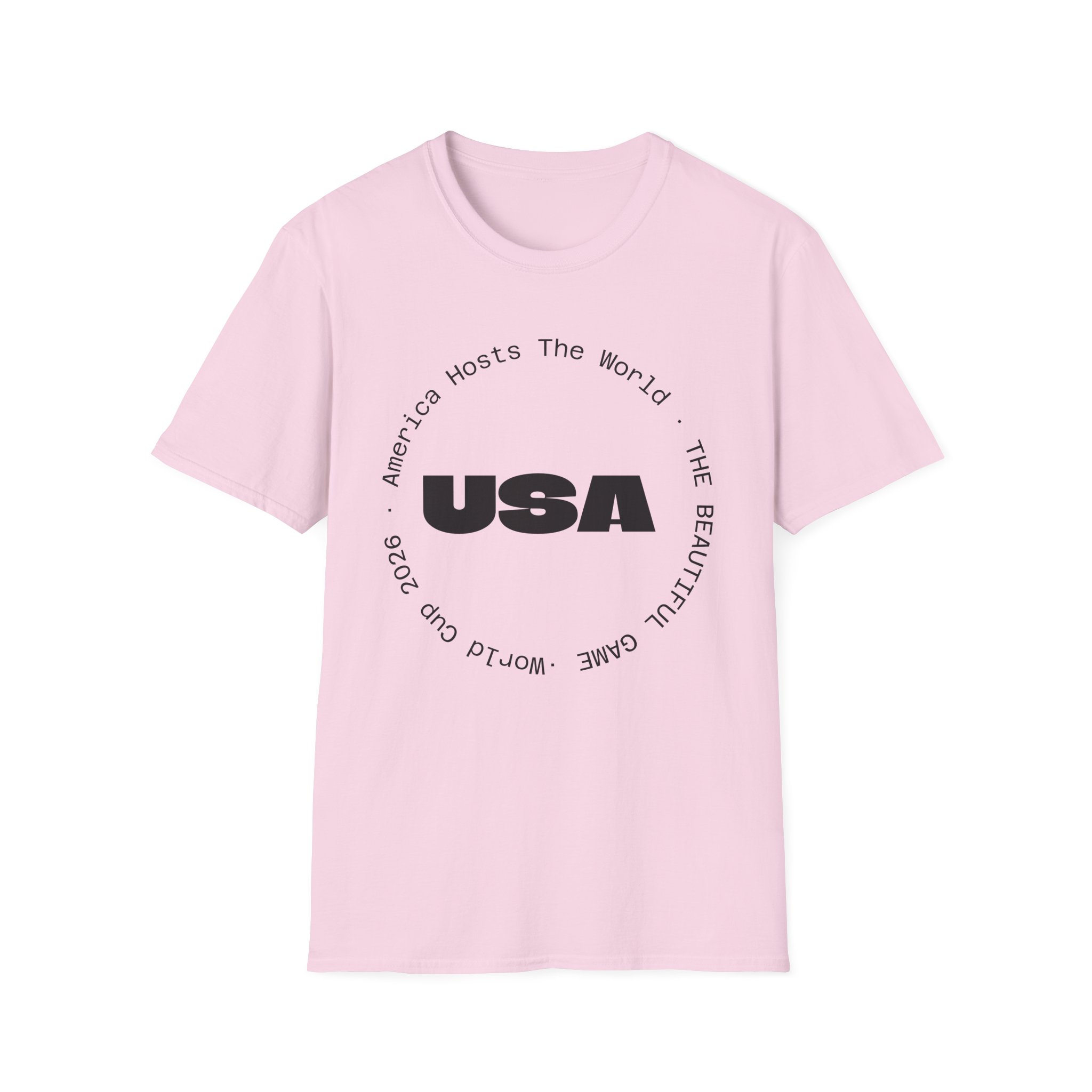 USA Graphic T‑Shirt — 'America Hosts The World' Circular Text Patriotic Tee - Image 28
