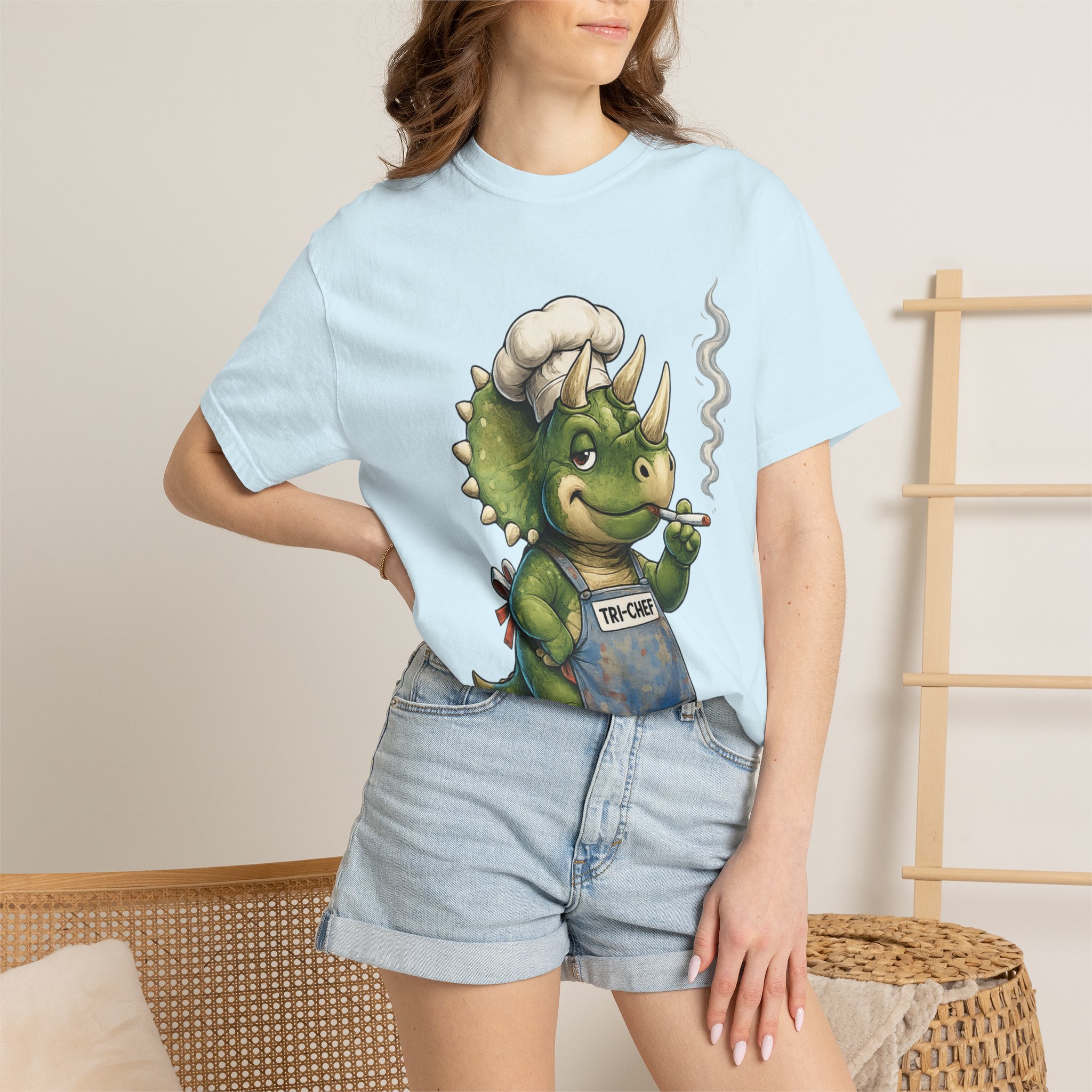 Tri Chef Shirt, Triceratops Chef Tee, Funny Dinosaur Chef Shirt, Funny Triceratops Comfort Colors 1717 T-Shirt - Image 13