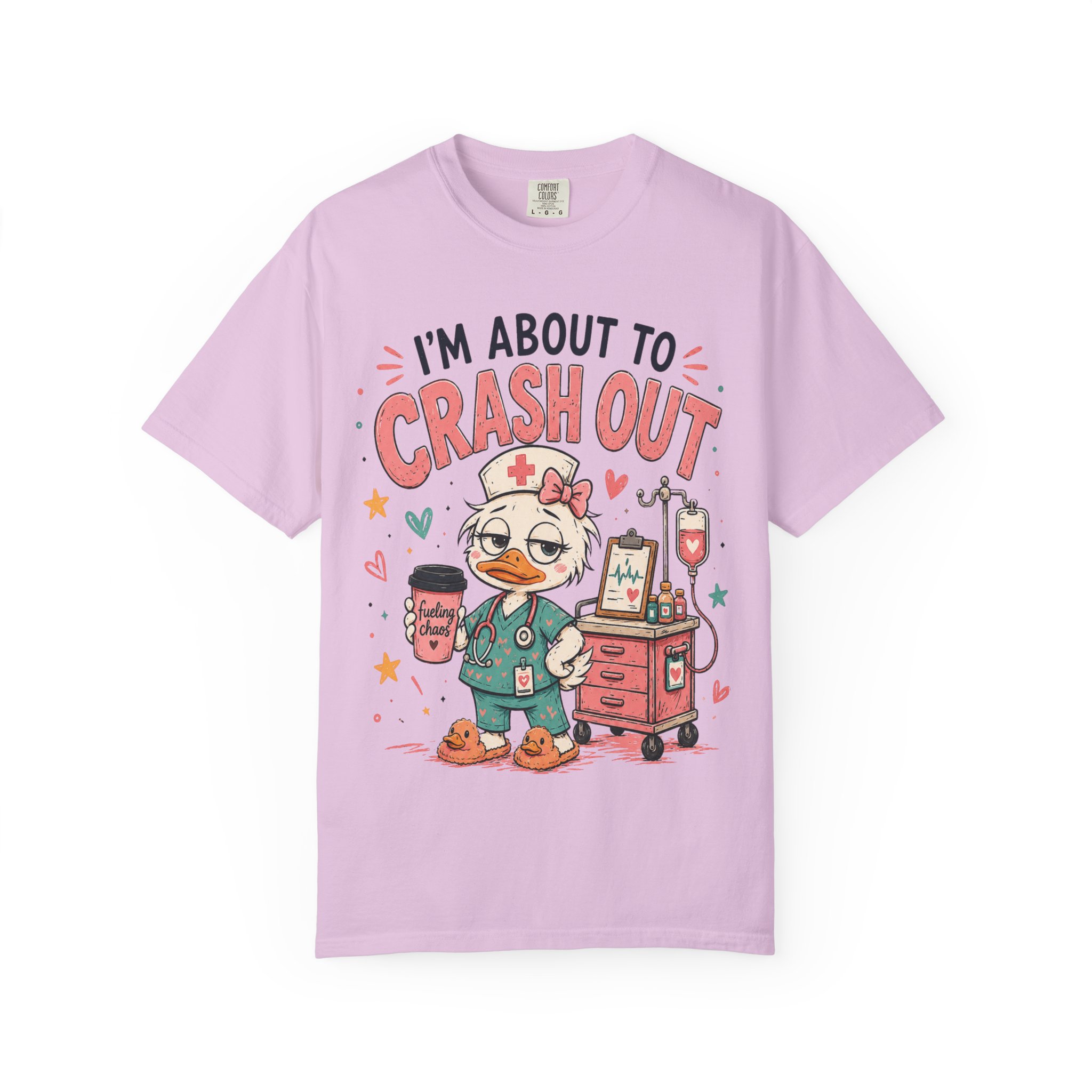 Im About to Crash Out Funny Nurse Health Care Work Comfort Colors Medical Graphic Tee - Image 15