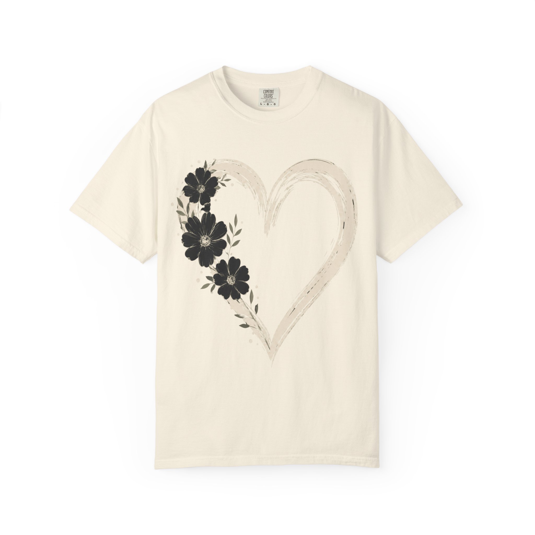 Botanical Heart Floral T-Shirt — Hand-Drawn Flower Heart Design - Image 7