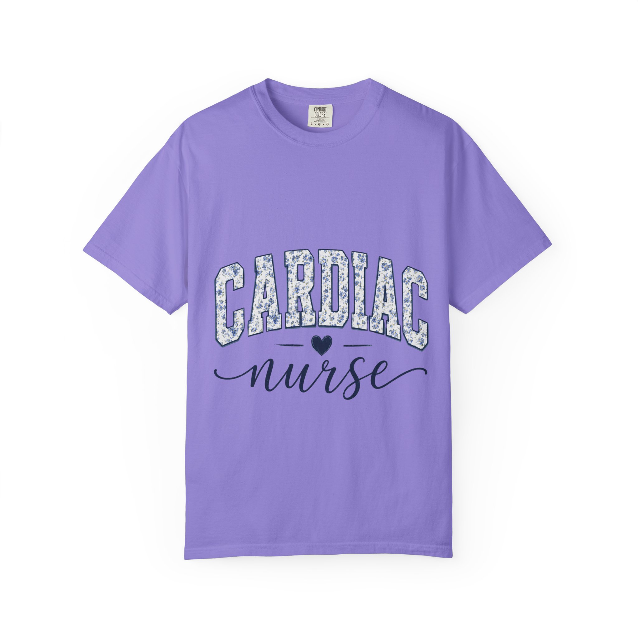 Cardiac Nurse Shirt - Bold Floral Block Letter Comfort Colors Medical Graphic Tee - Image 12