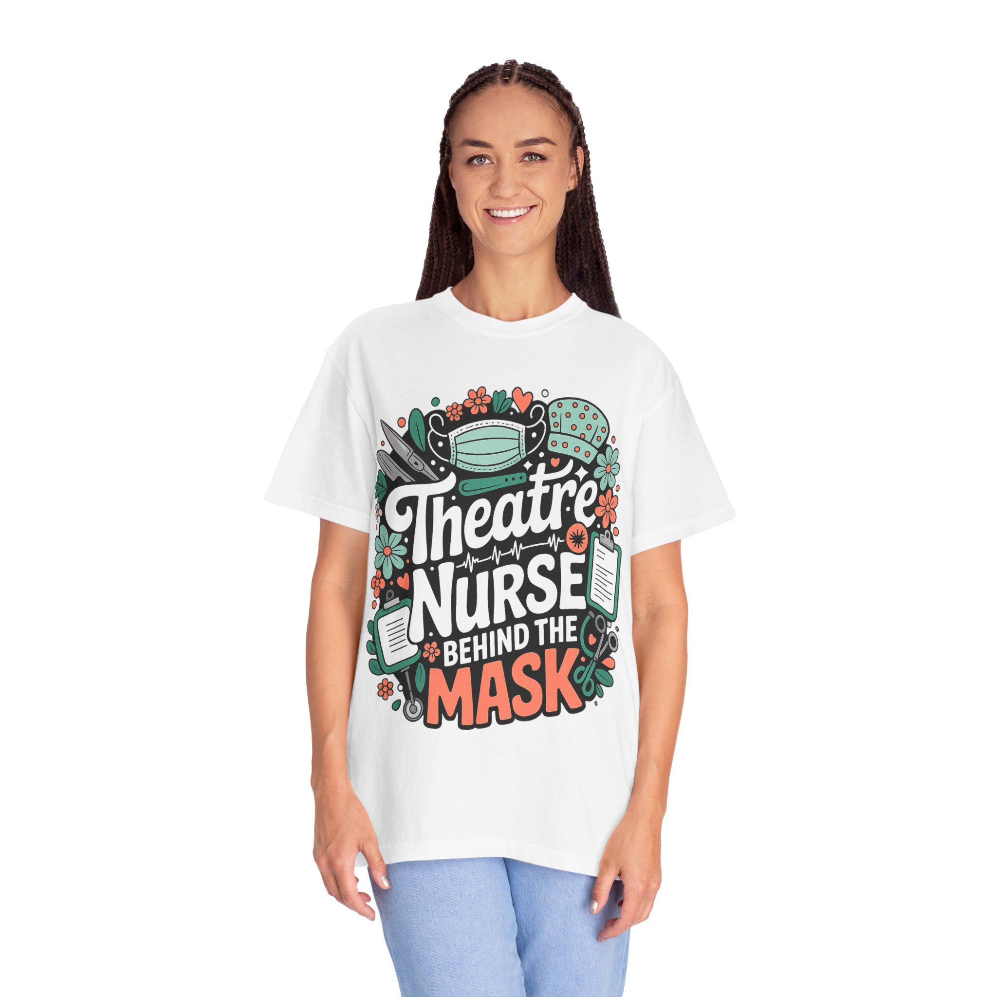 Theatre Nurse Behind the Mask T-Shirt – Funny Nurse Appreciation Tee - Image 5