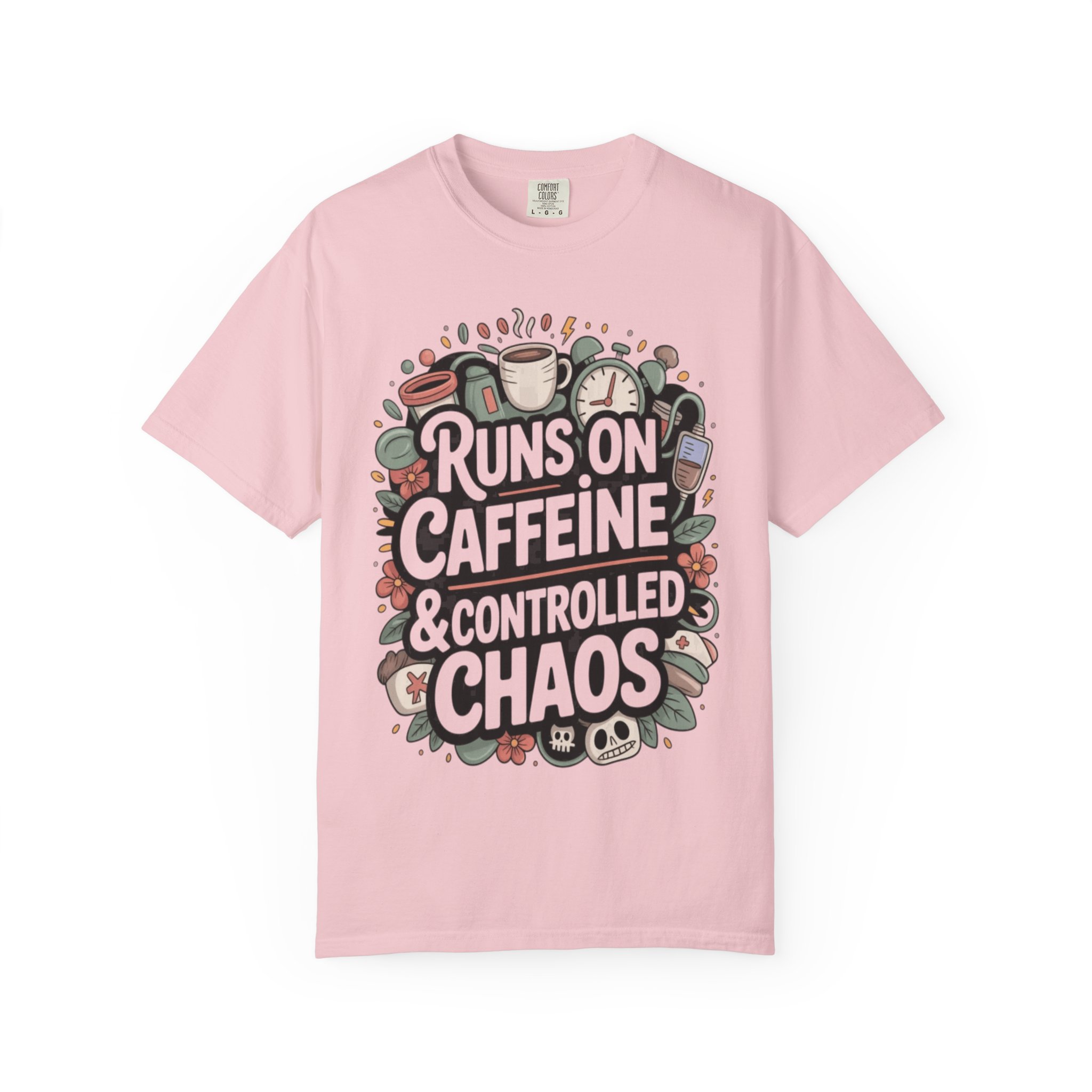 Runs on Caffeine & Controlled Chaos T-shirt | Coffee Graphic Tee - Image 13