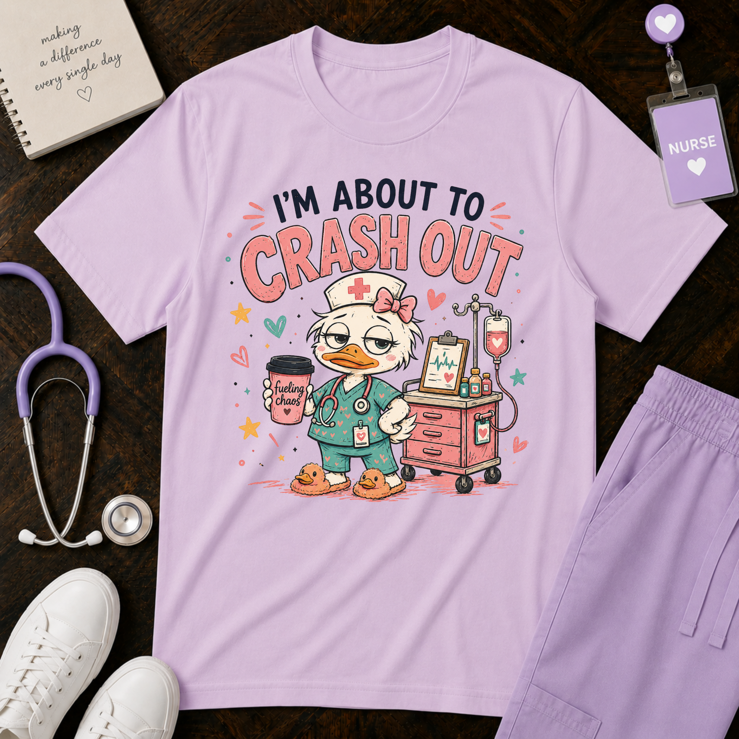 Im About to Crash Out Funny Nurse Health Care Work Comfort Colors Medical Graphic Tee