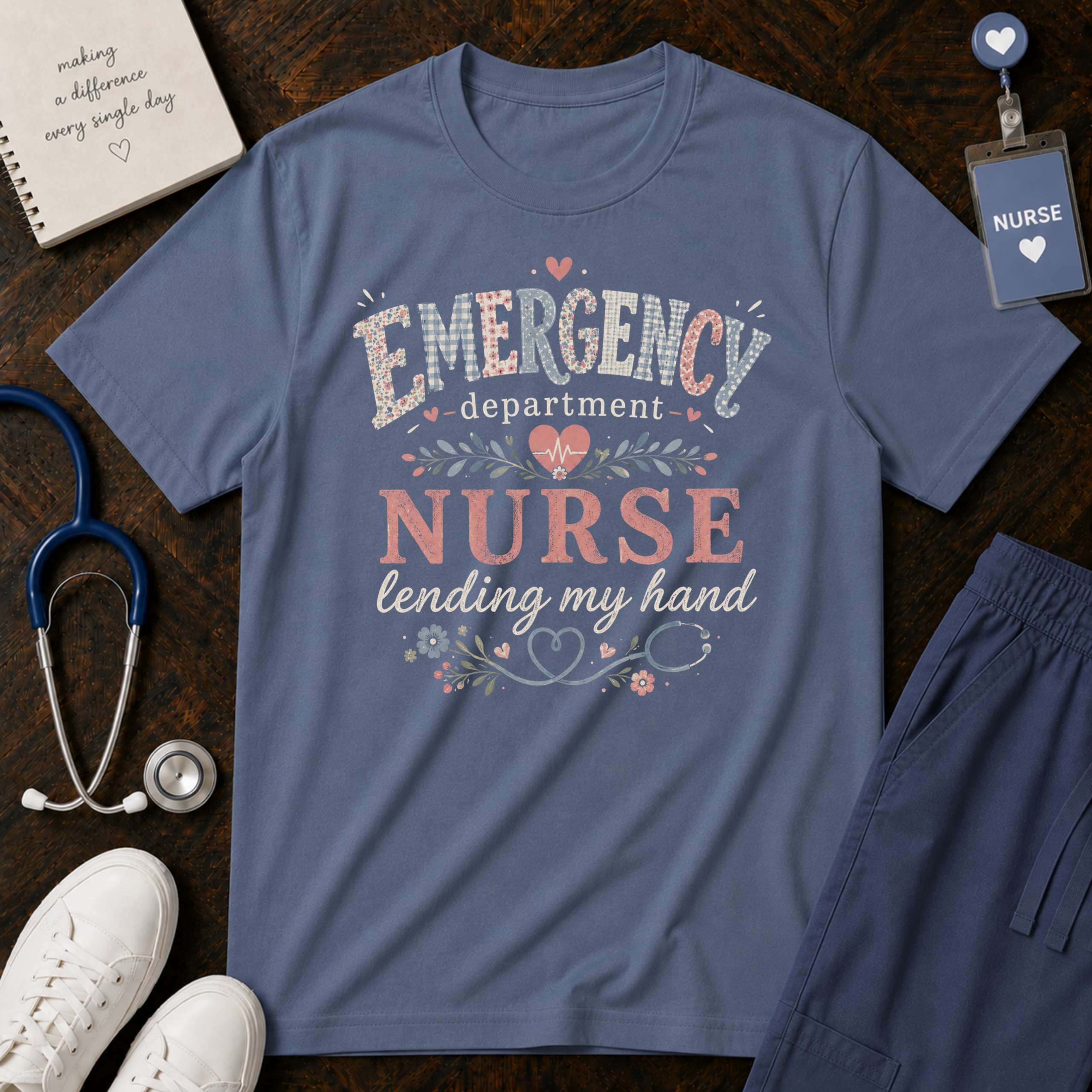 Emergency Department Nurse Shirt - Botanical Floral ER Comfort Colors Graphic Tee - Image 13