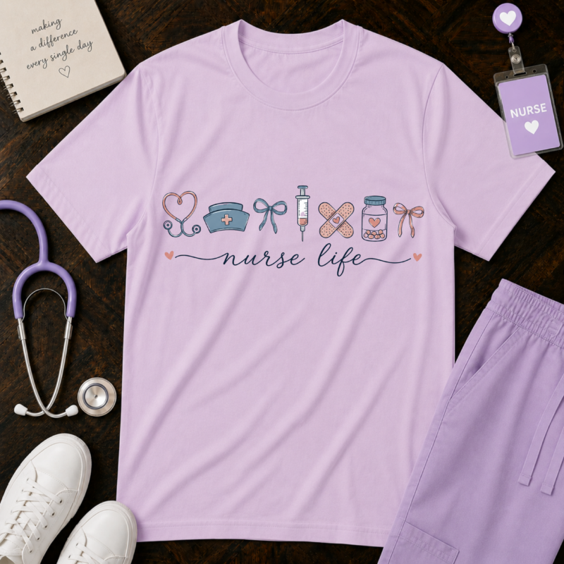 Nurse Life Shirt Comfort Colors 1717 | Hand Drawn Medical Icons Tee | Registered Nurse Gift | Hospital Clinical RN Graphic Apparel