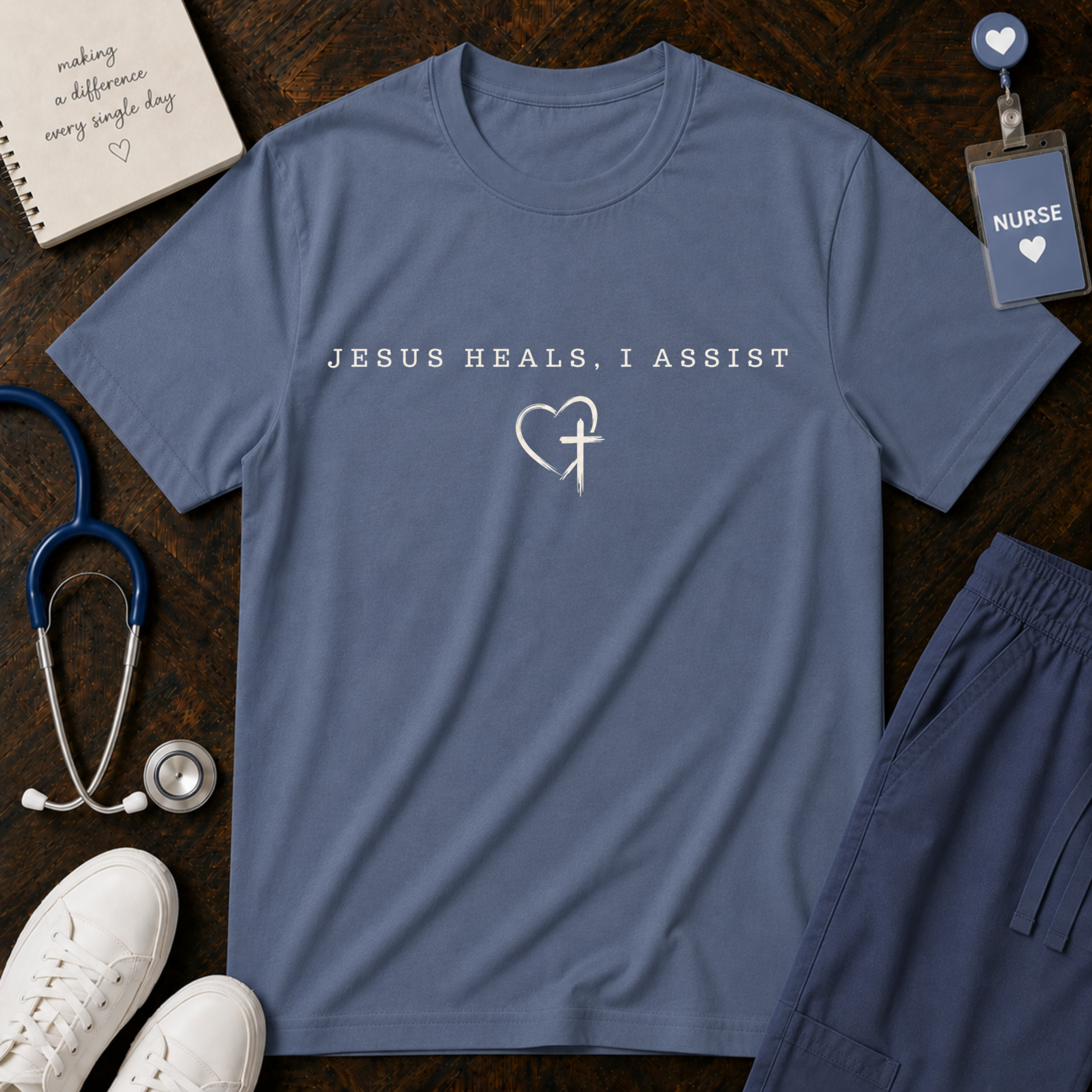 Jesus Heals, I Assist: Christian Faith-Based Healing Design Tee