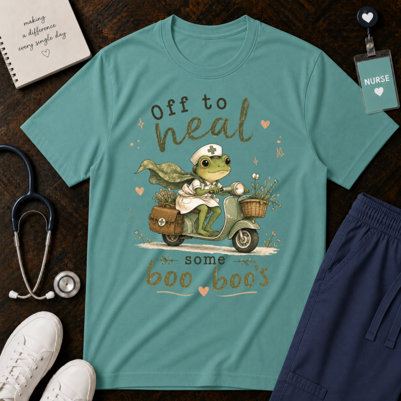 Off to Heal Some Boo Boos: Cute Frog Nurse Shirt - Comfort Colors Graphic Tee