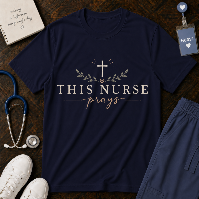 This Nurse Prays: Christian Nurse Shirt - This Nurse Prays Faith Medical Comfort Colors Graphic Tee