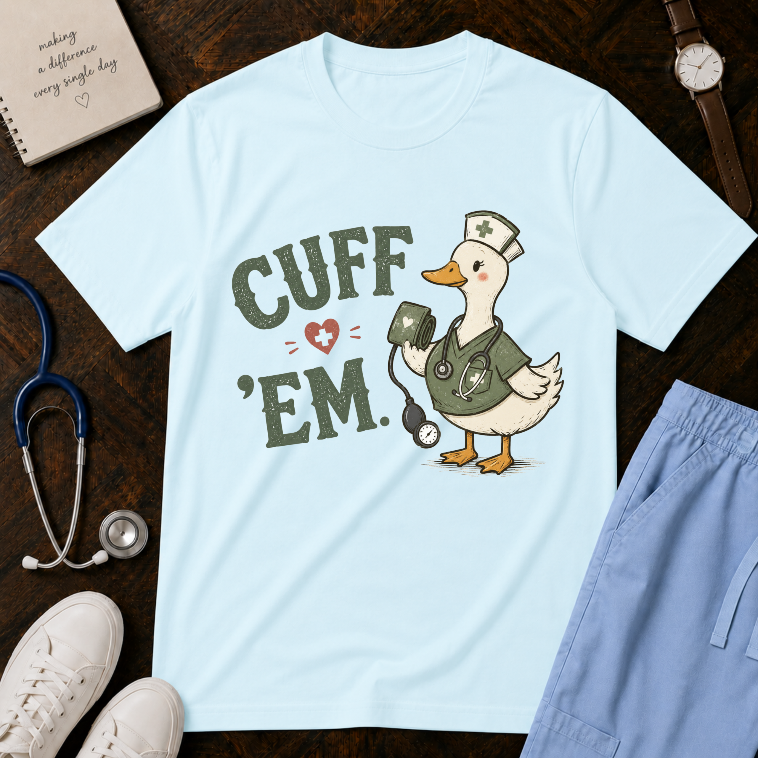 Cuff Em Nurse Shirt, Funny Goose Nurse Shirt - Blood Pressure Comfort Colors Graphic Tee