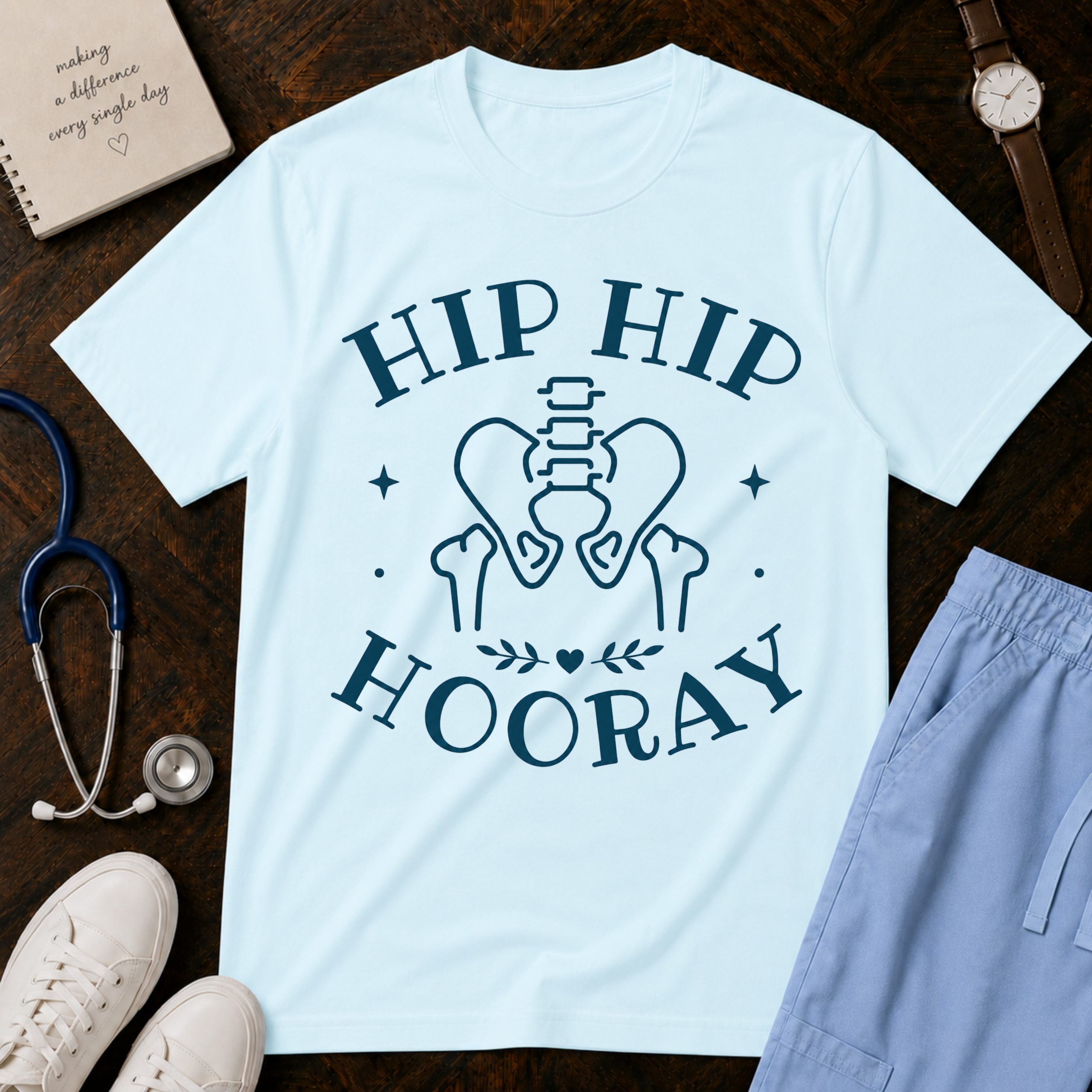 Funny Orthopedic Shirt - Hip Hip Hooray Pelvis Comfort Colors Graphic Tee